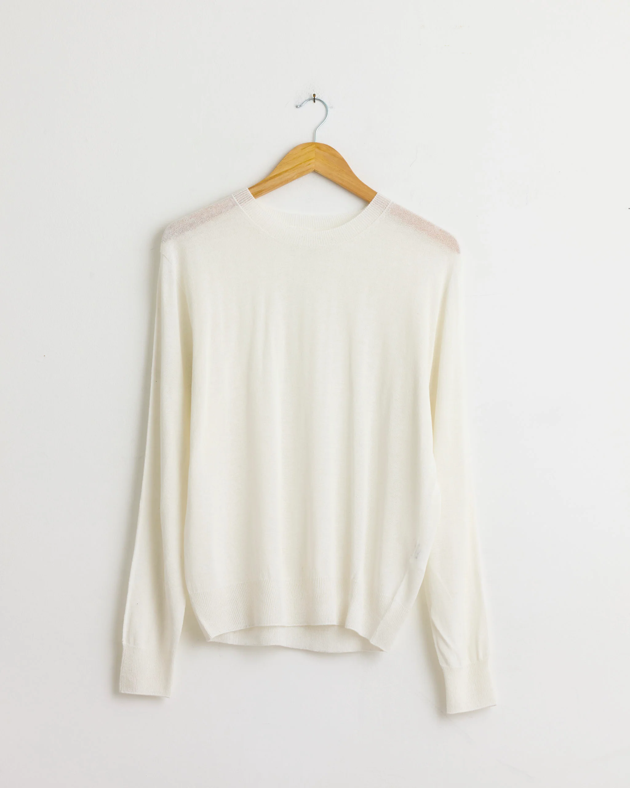 Semi Sheer Knit Top in White