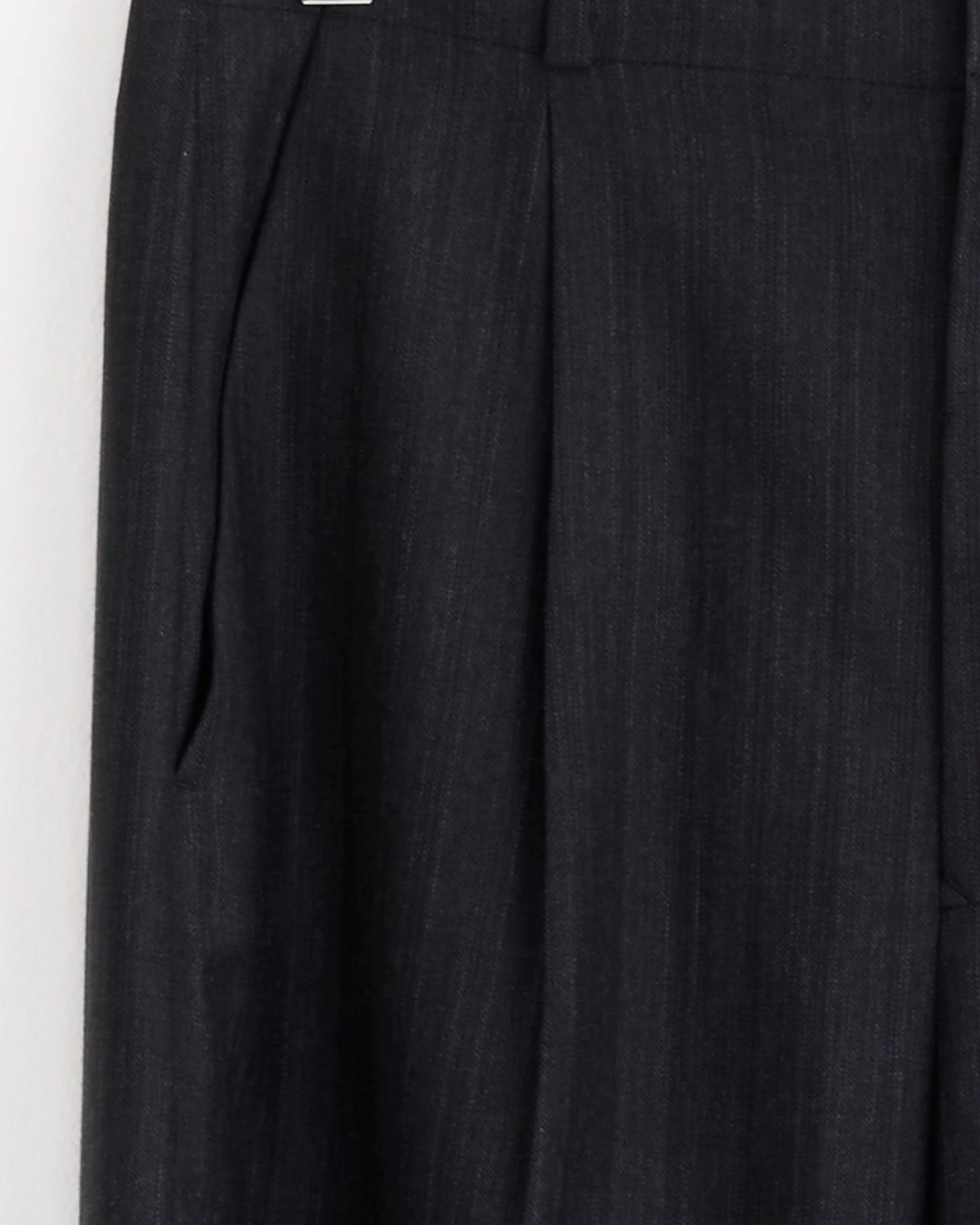 Pinstripe Wool Wide-Leg Trousers in Black - Image 2