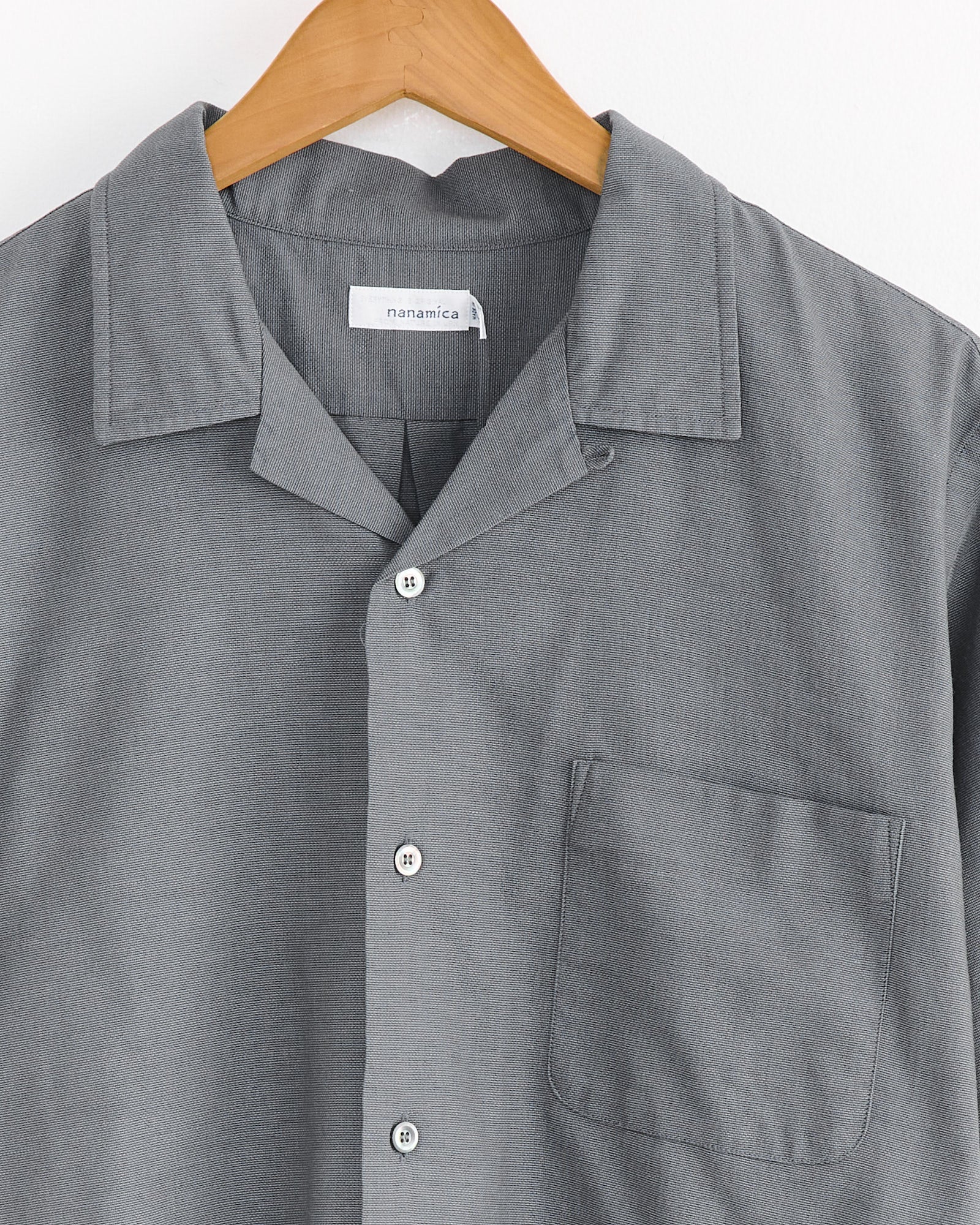 Open Collar Panama Shirt in Grey - Image 2