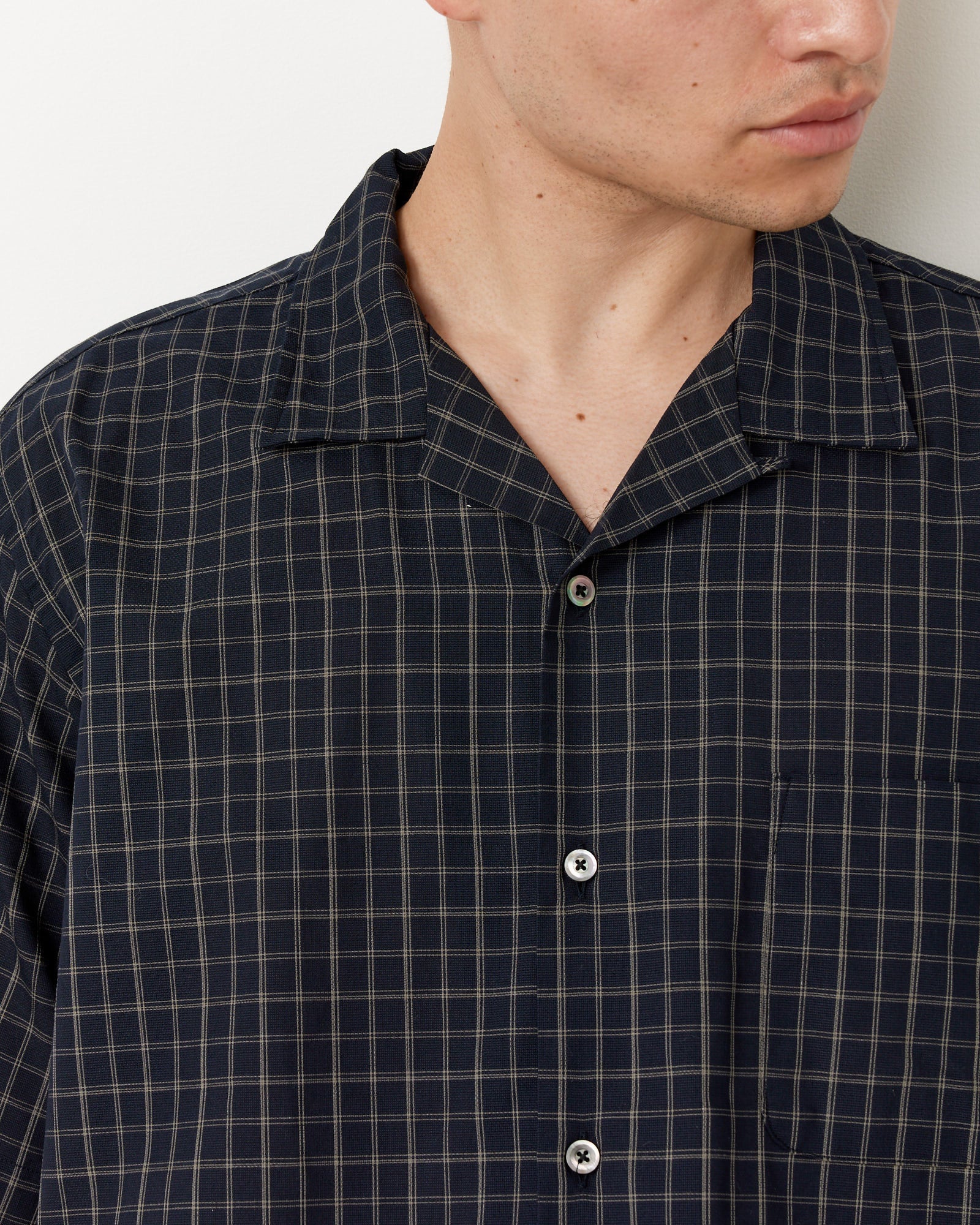 Panama Plaid Shirt in Navy - Image 3