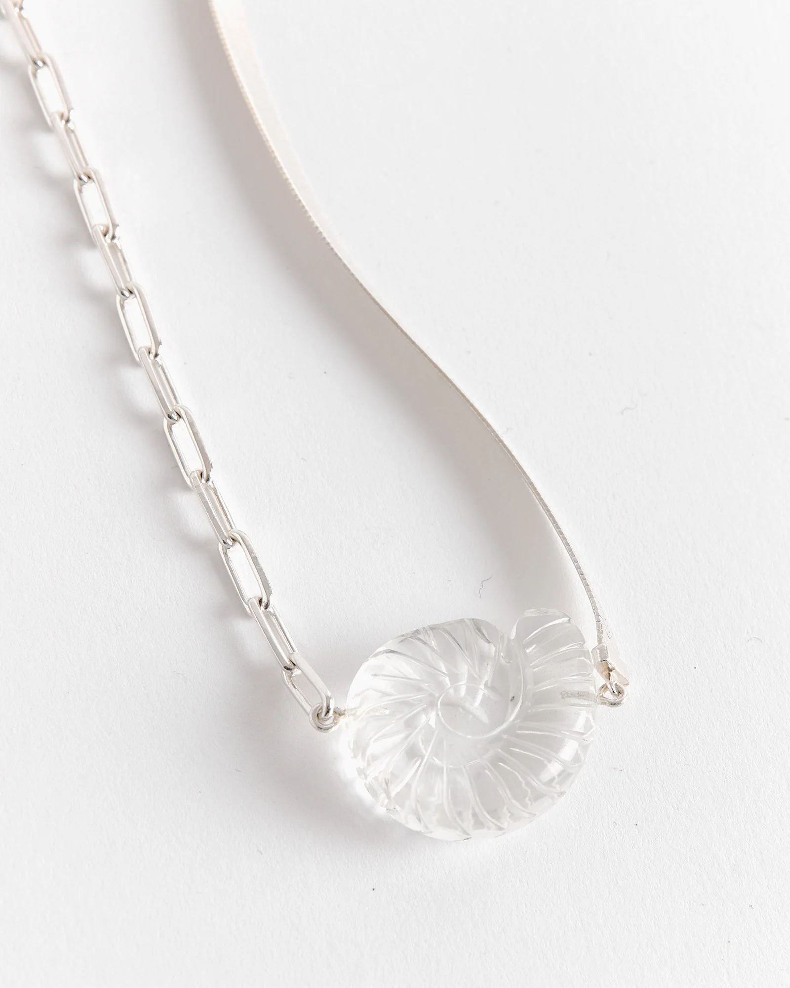 Crystal Shell Necklace in Silver/Quartz - Image 3