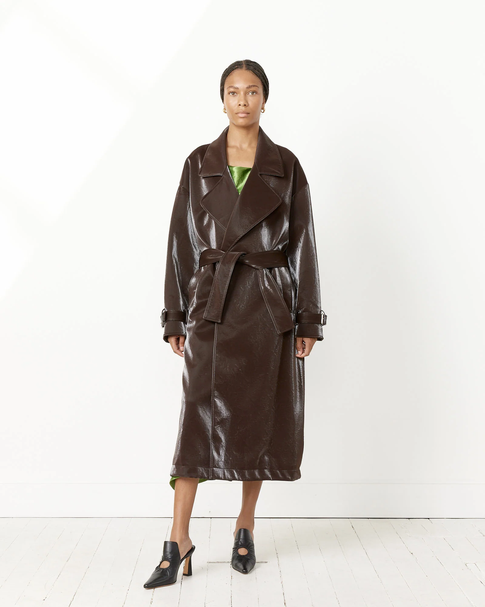 Oversize Faux Leather Trench