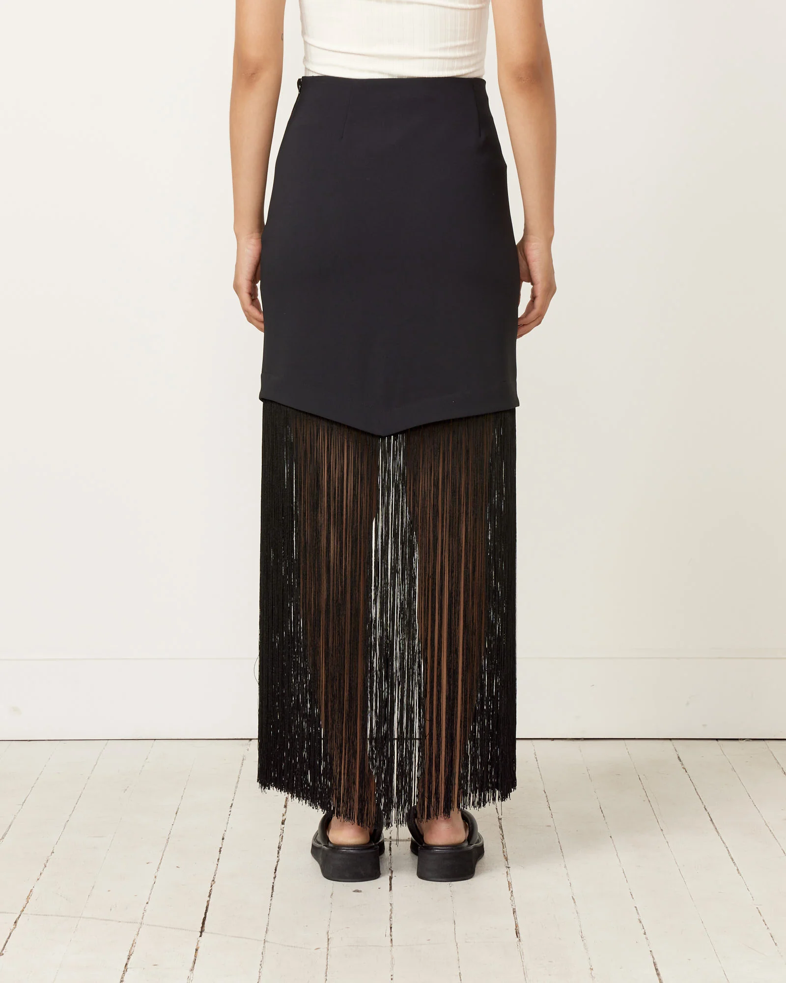 Structured Crepe Skirt in Black - Image 6