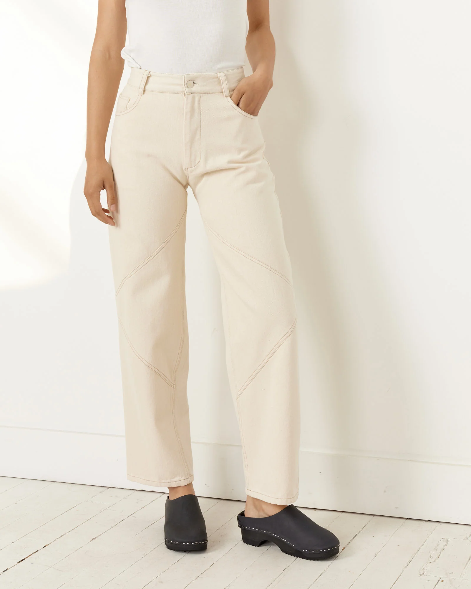 Unbleached Denim Pant in Ecru - Image 3