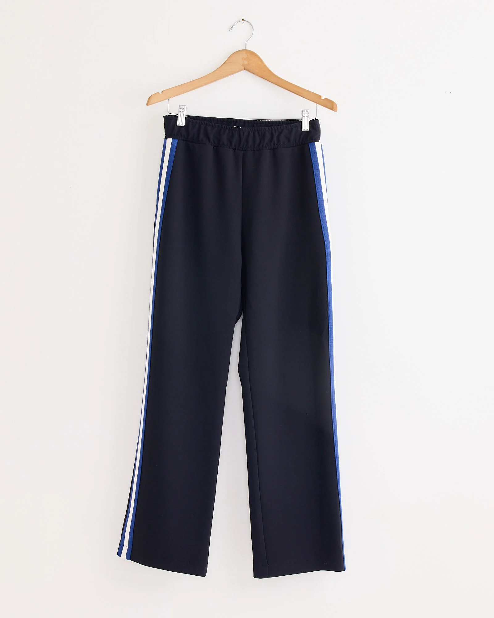 Woven Stripe Track Pant in Black