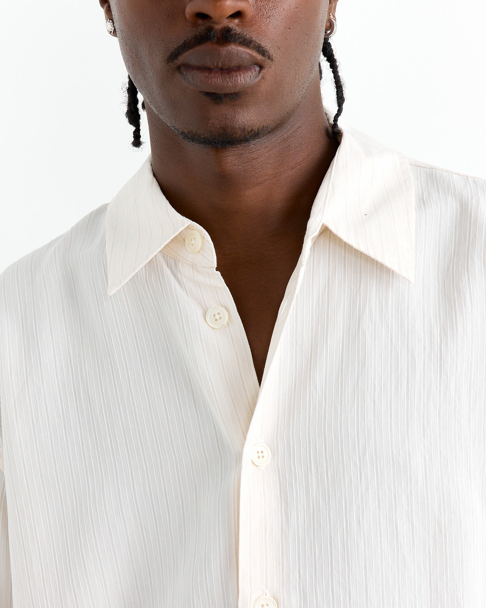 Beyond Shirt in Cream Stripe Viscose - Image 3