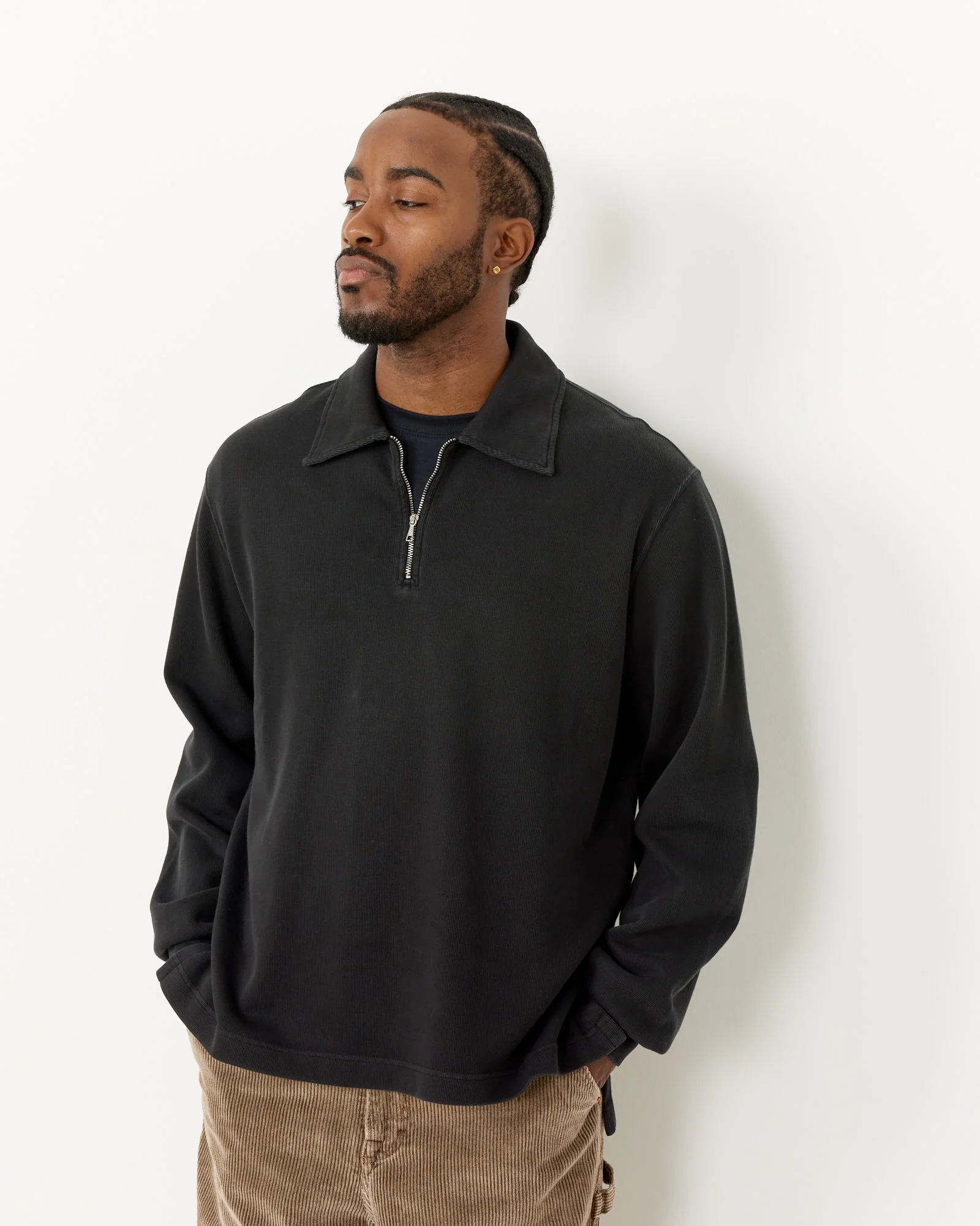 Lad Sweatshirt in Worn Black Athletic rib - Image 3