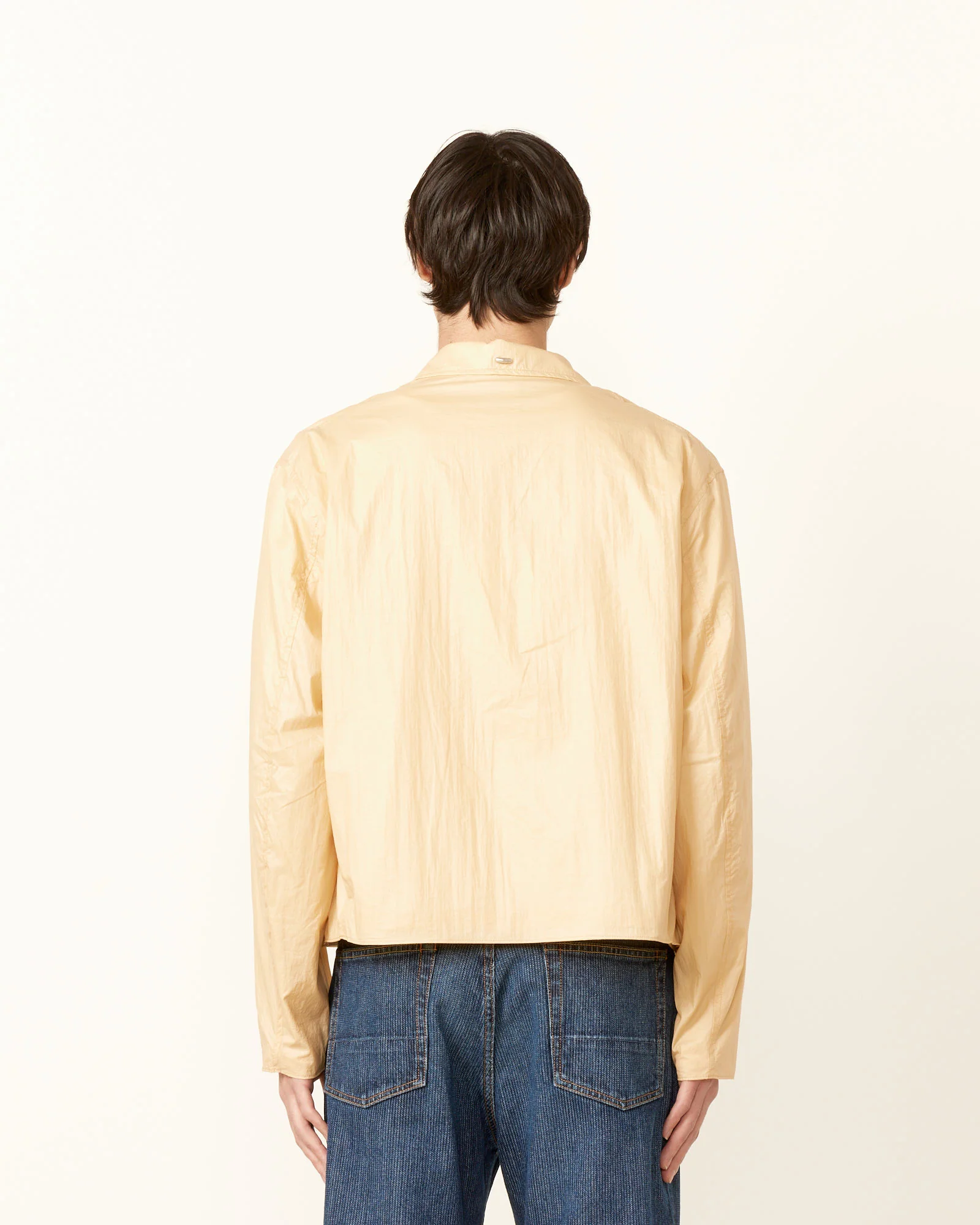 Mini Jacket in Cream Rubberized Nylon - Image 6