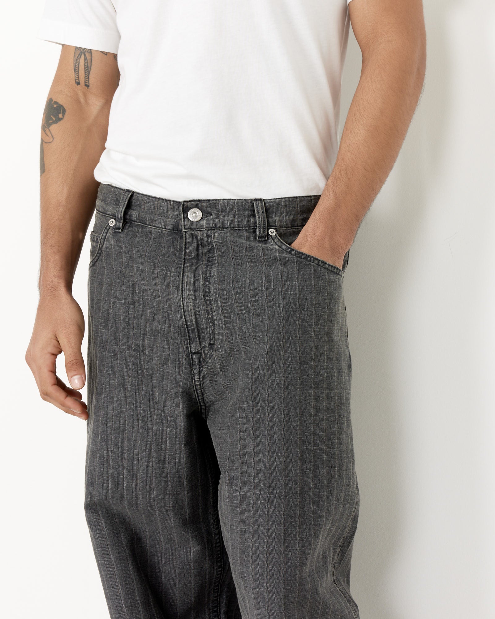 Vast Cut Pant in Washed Grey Torino Stripe - Image 4