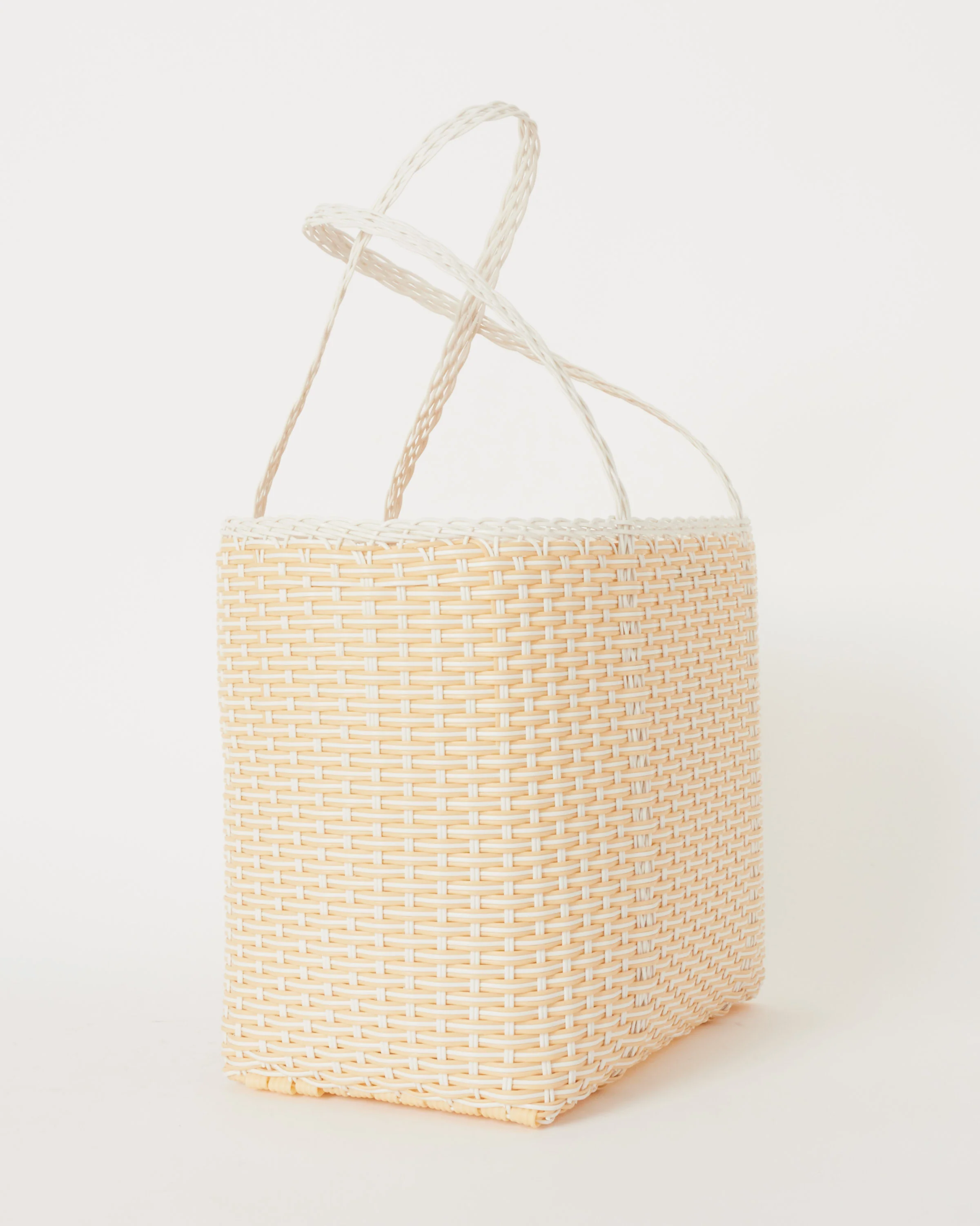 Medium Trama Tote Bag in White + Cream - Image 10