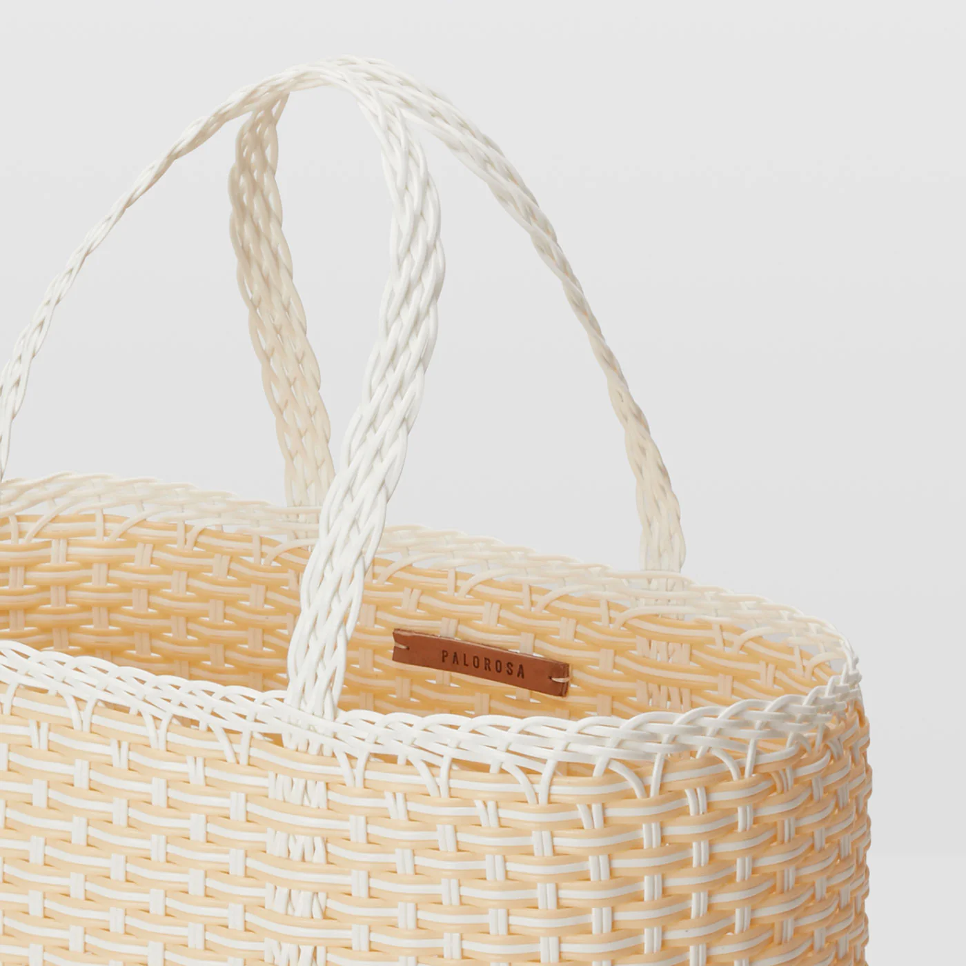 Medium Trama Tote Bag in White + Cream - Image 4