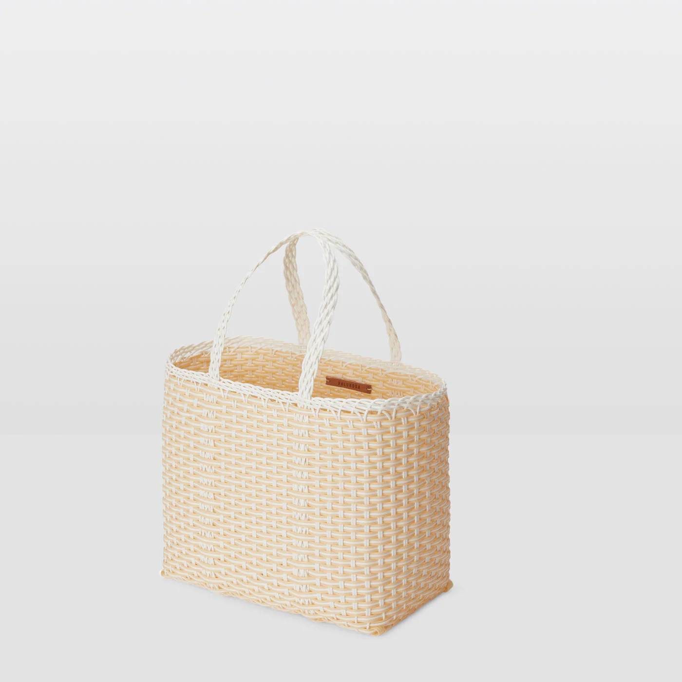 Medium Trama Tote Bag in White + Cream - Image 5