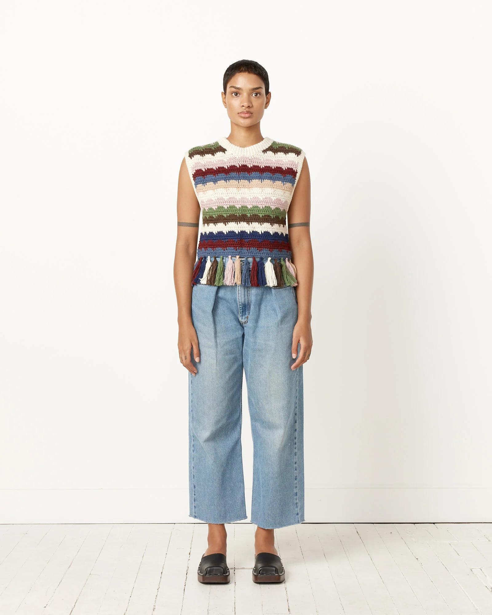 Fringe Hem Reversible Crochet Vest - Image 3