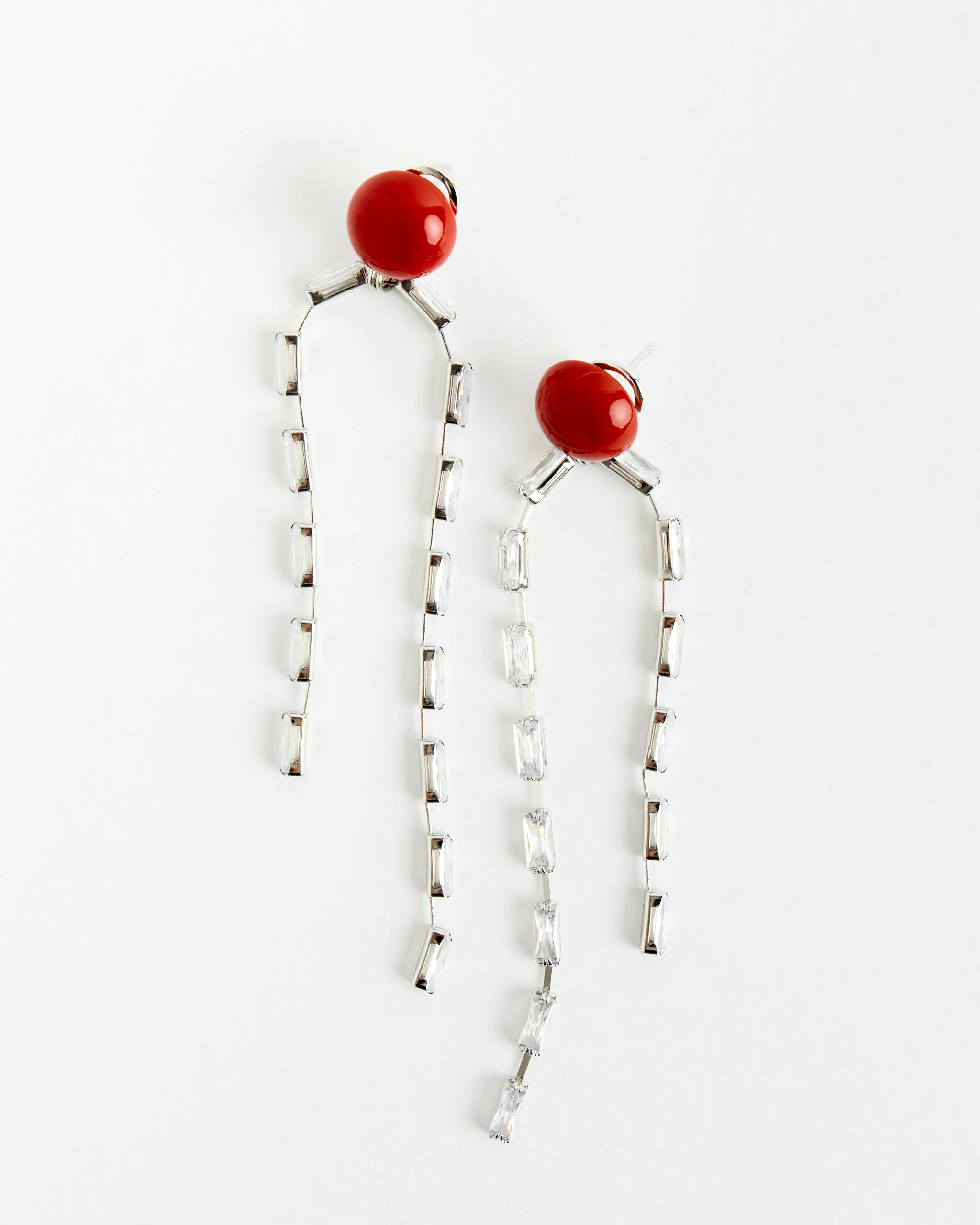 Draped Baguette Earrings in Orange