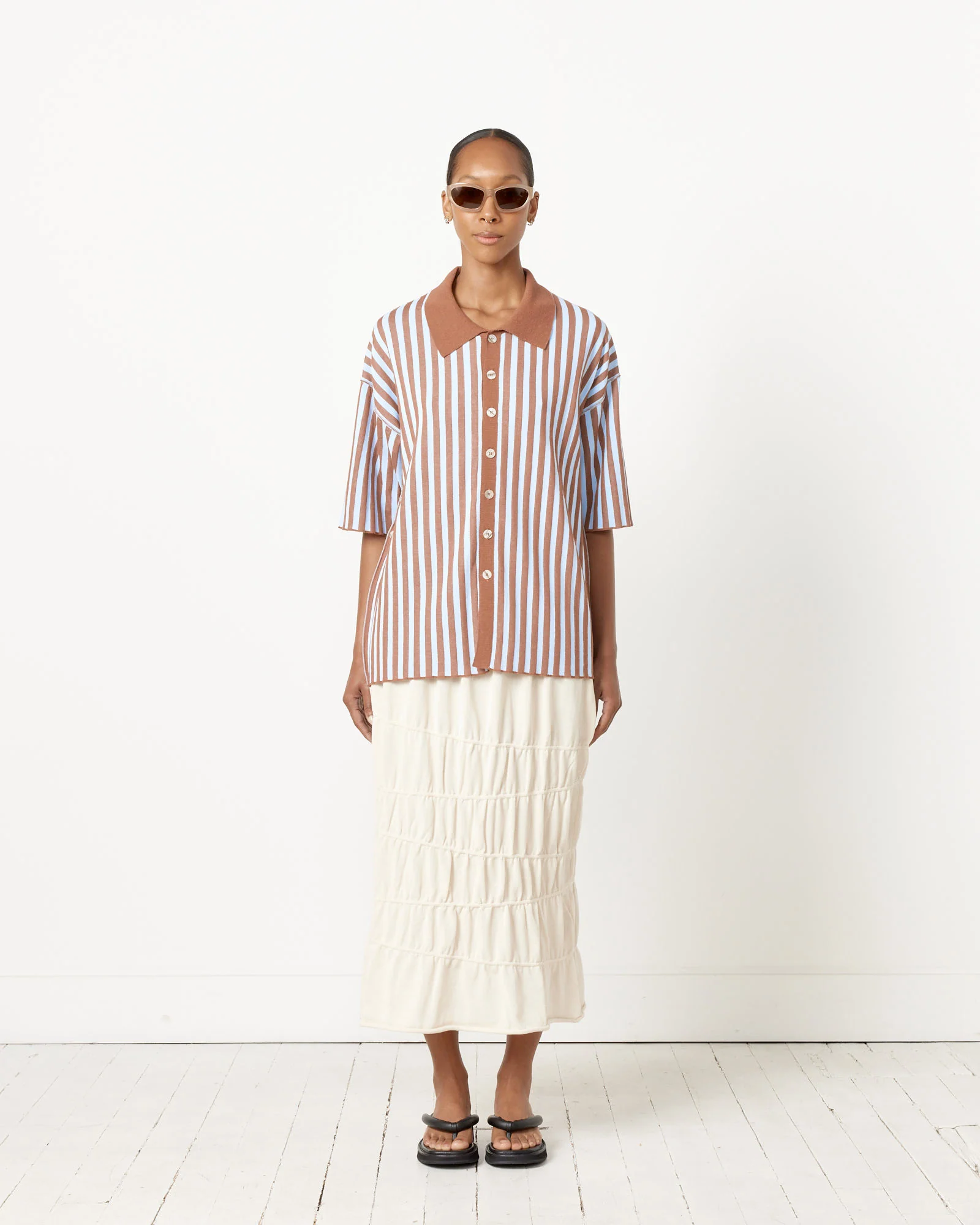 Tatami Shirt in Celeste/Chestnut - Image 2