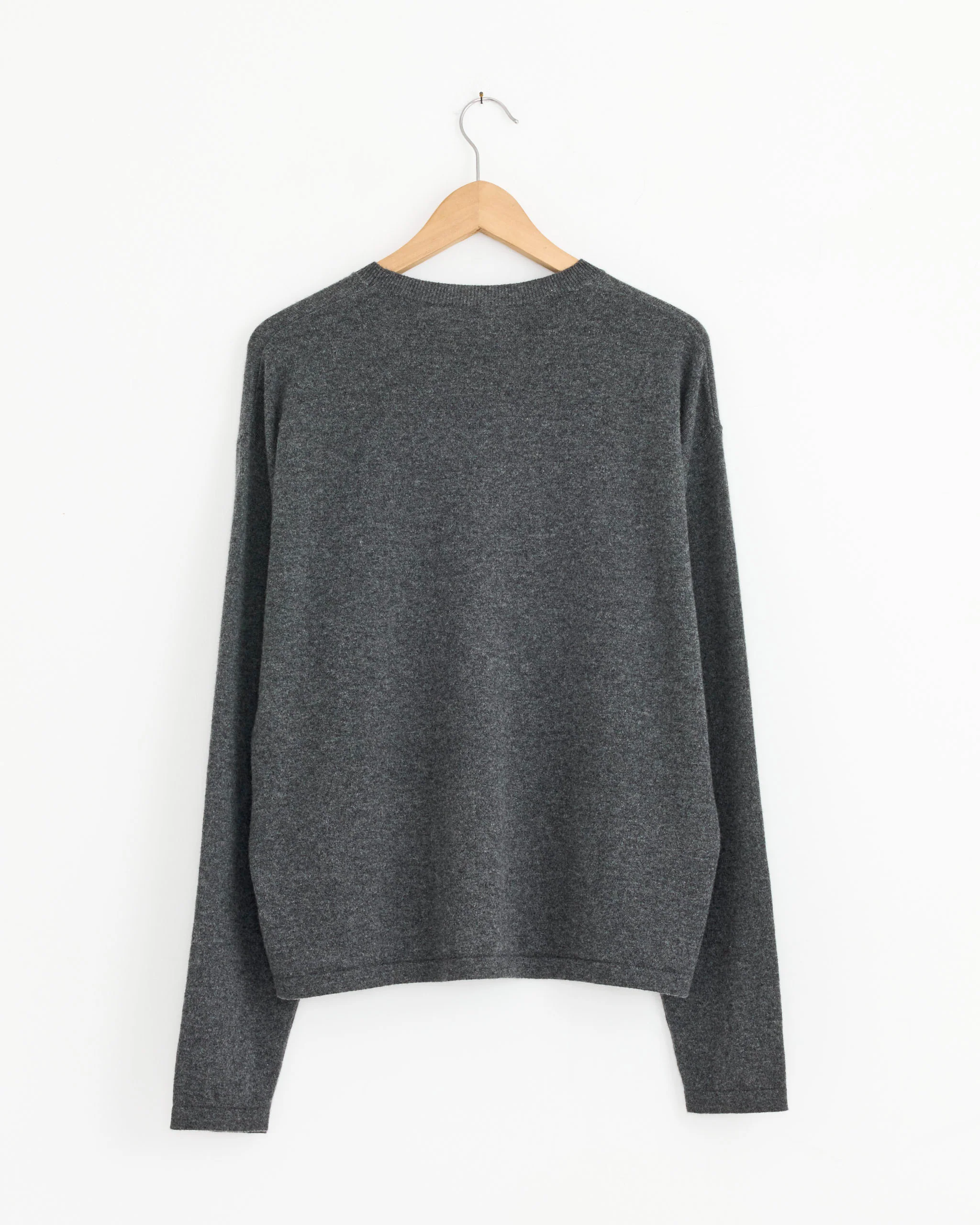 Cropped Crewneck in Grey Melange - Image 3