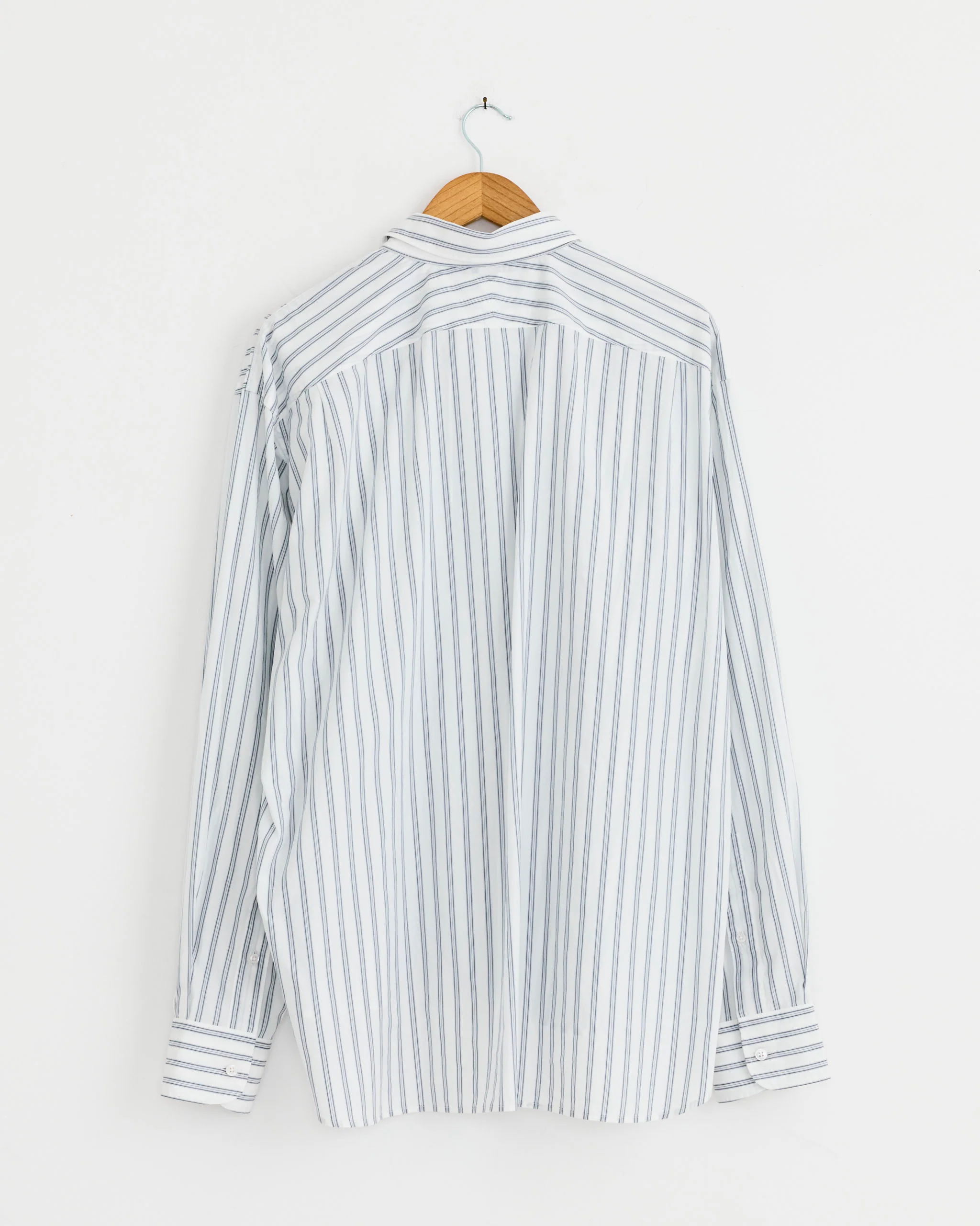 Double Collar Shirt in Fine Blue Stripe - Image 3