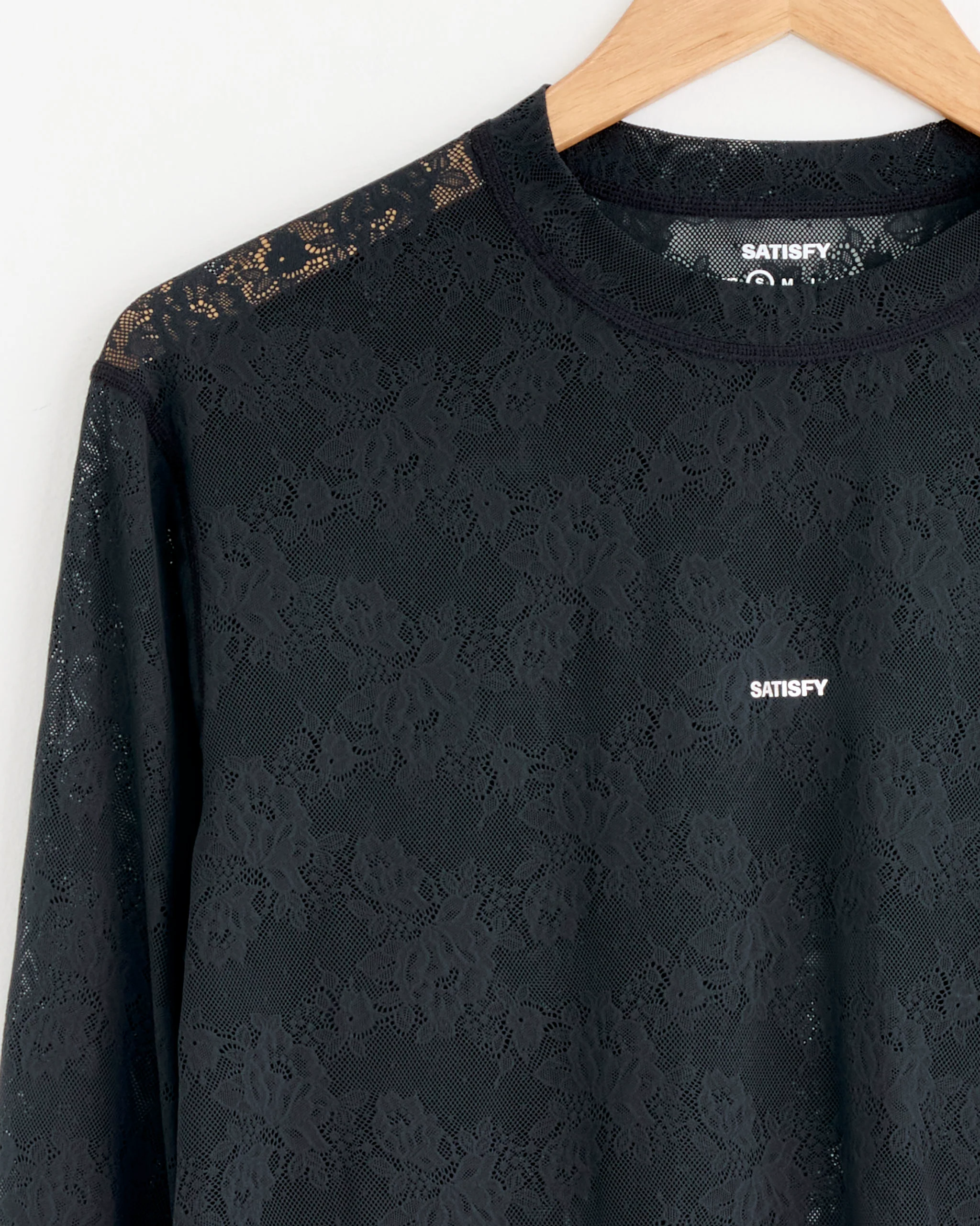 Space-Lace Long Tee in Black - Image 2