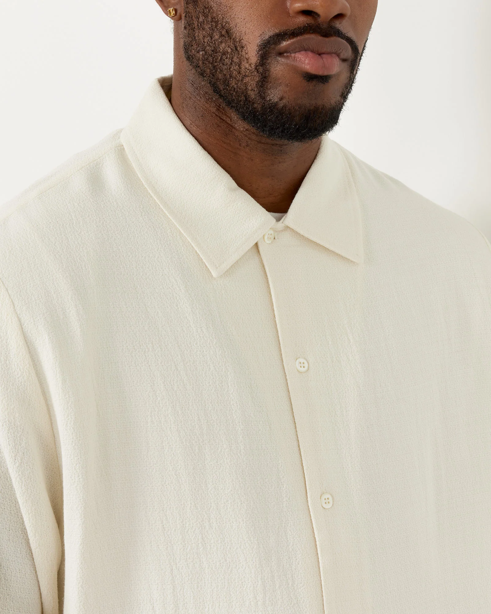 Sense Shirt in Off White Crepe - Image 3