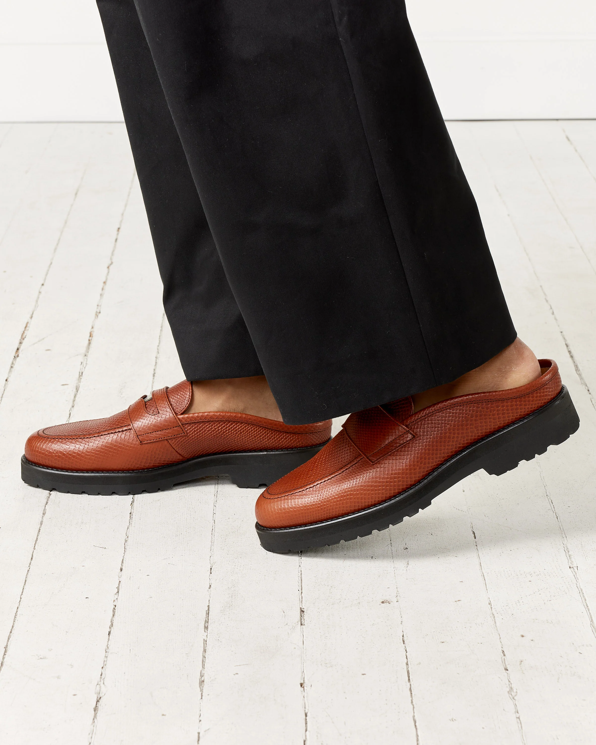 Coin Loafer Mule in Snake Brown - Image 4