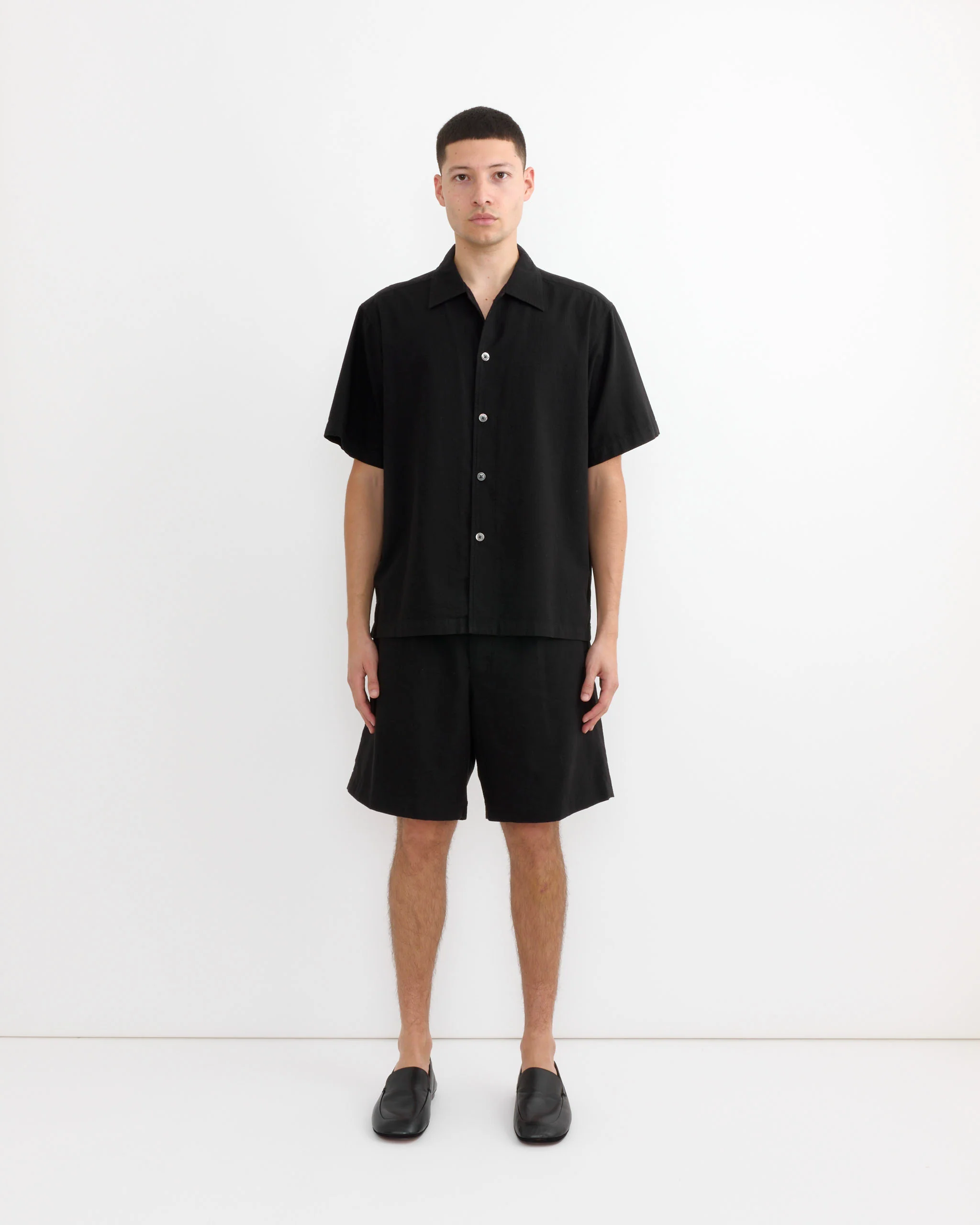 Cardiff Shirt in Japanese Seersucker Black - Image 2
