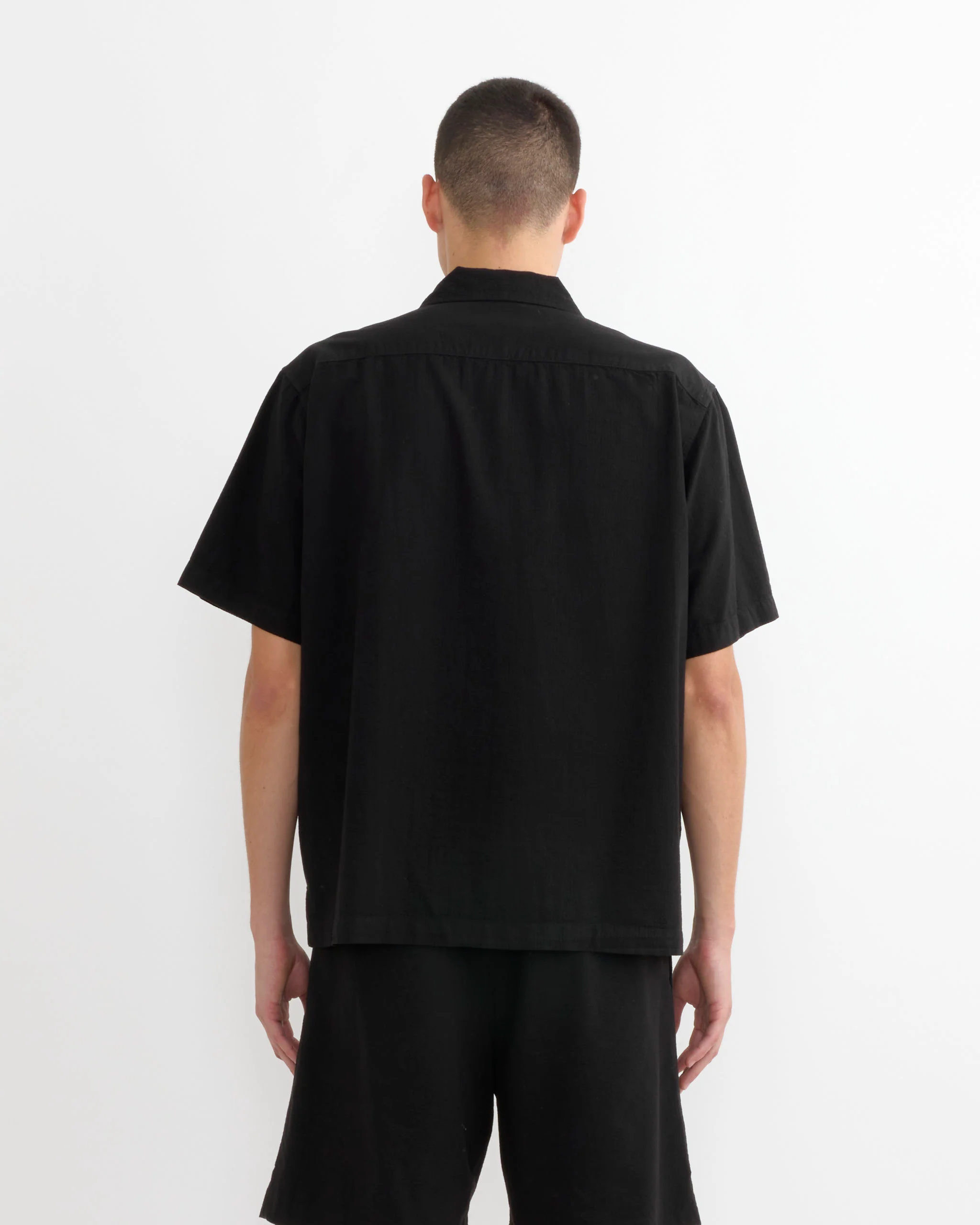 Cardiff Shirt in Japanese Seersucker Black - Image 3