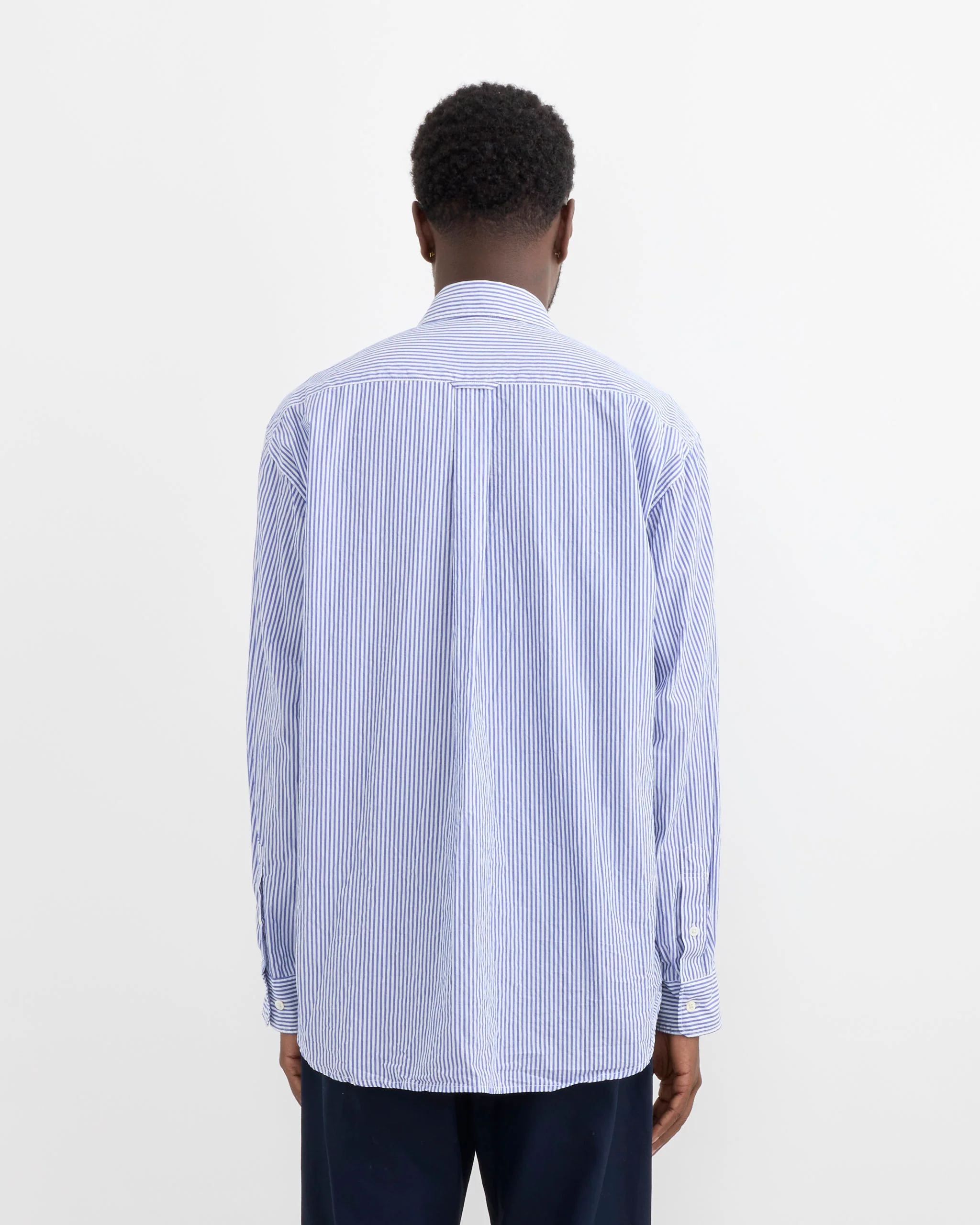 Gio Shirt in Crushed Cotton Blue Stripe - Image 3