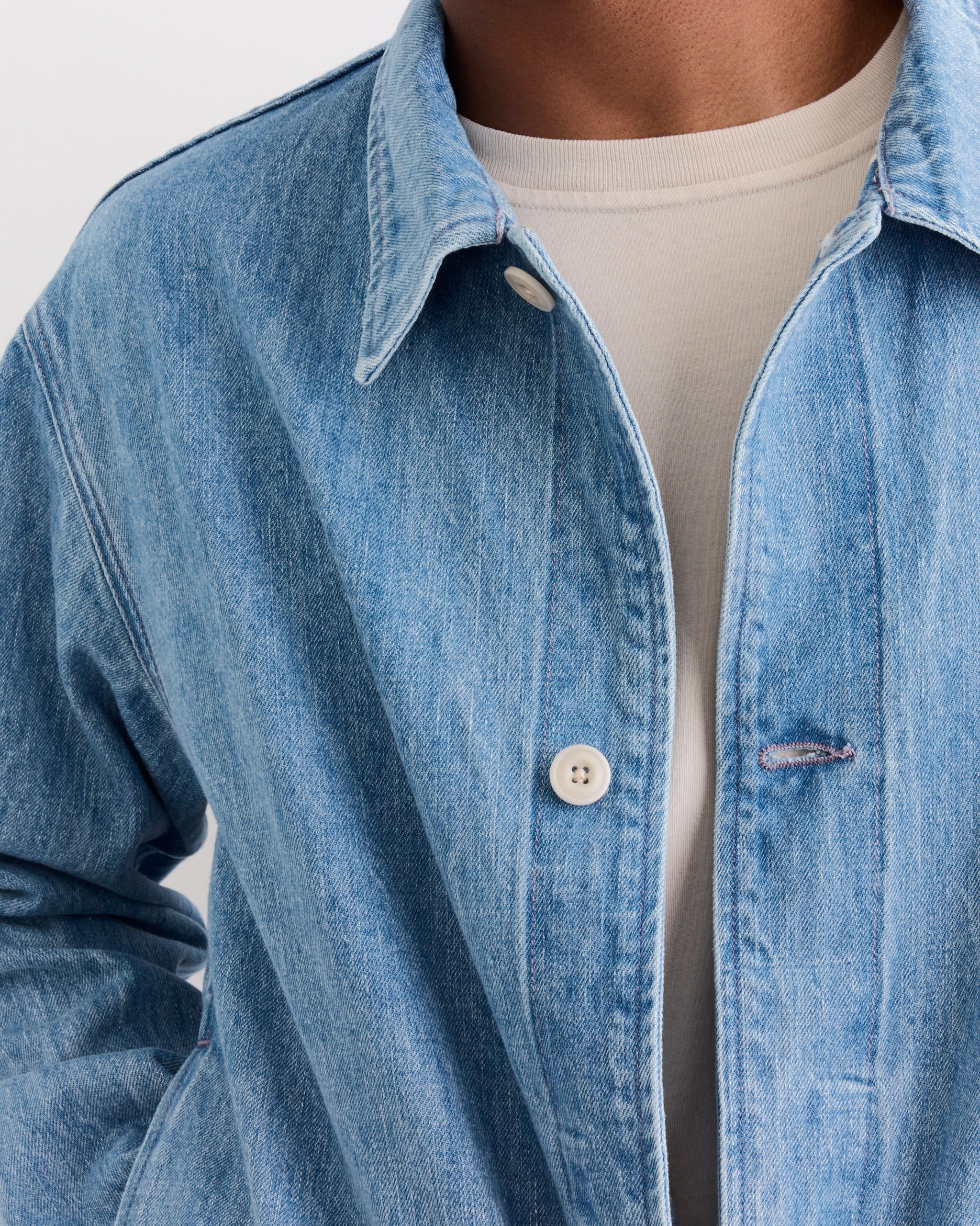 Lang Jacket in Selvedge Denim Light Blue - Image 4