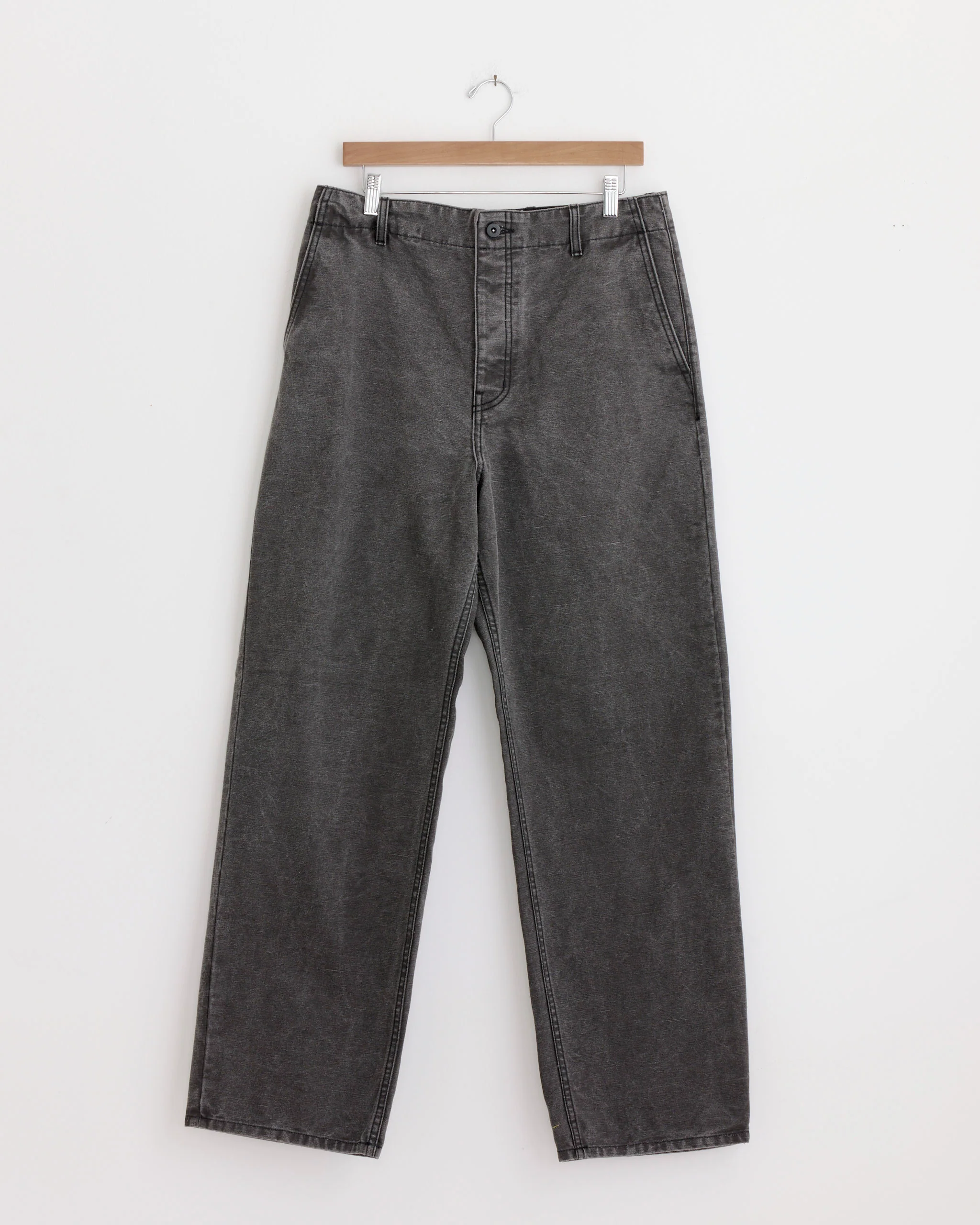 Officer Trouser in Washed Pigment Dyed Cotton Grey