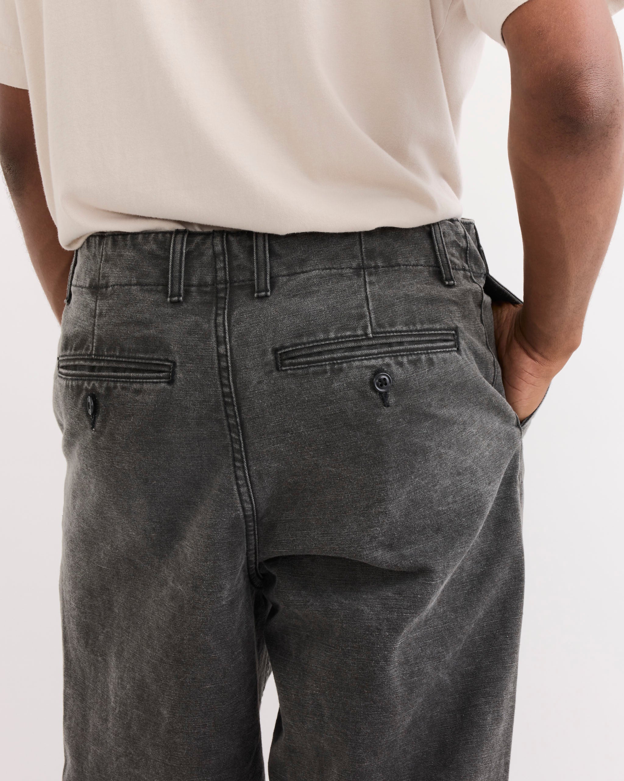 Officer Trouser in Washed Pigment Dyed Cotton Grey - Image 5