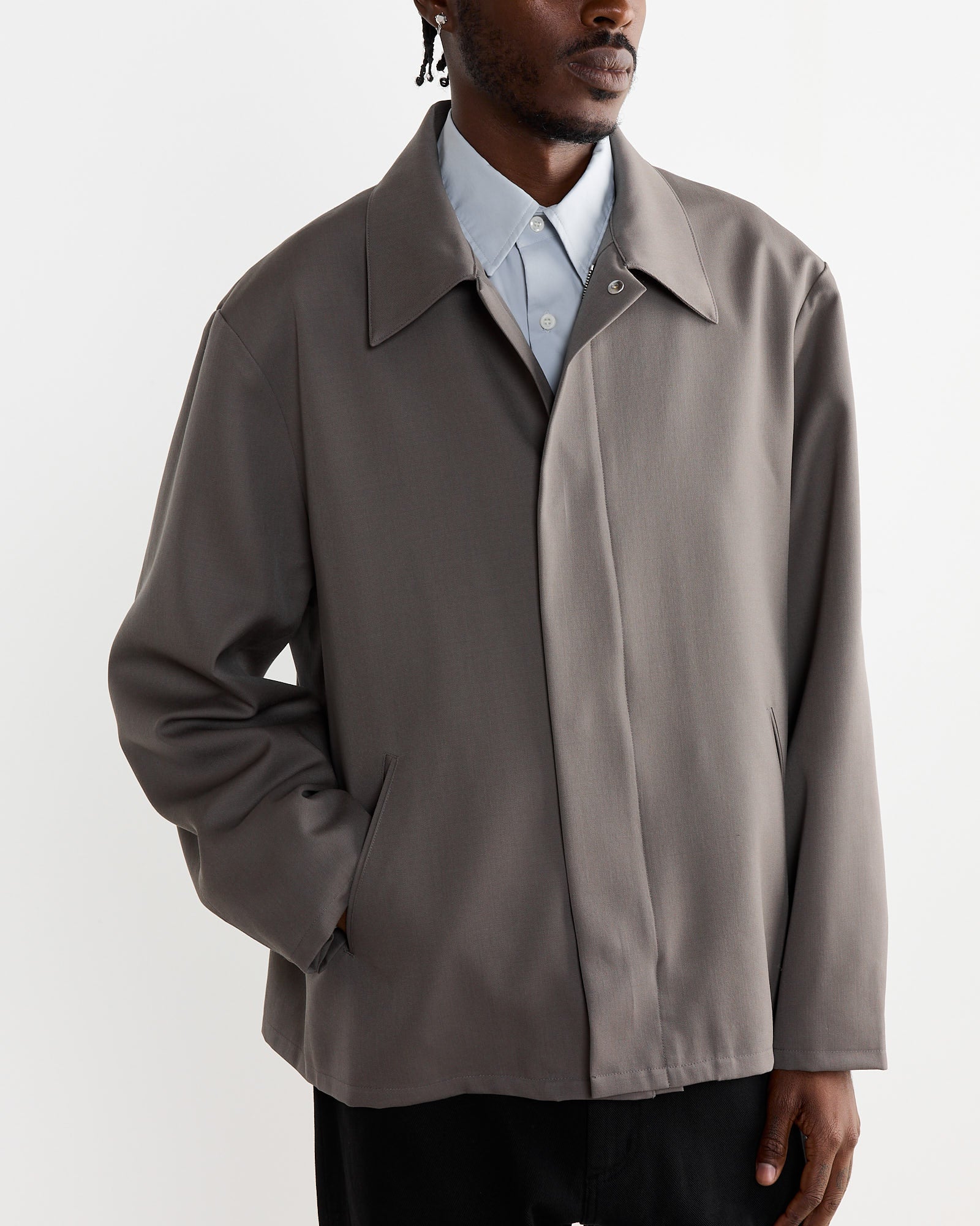 Rohe Jacket in Wool Twill Taupe - Image 3