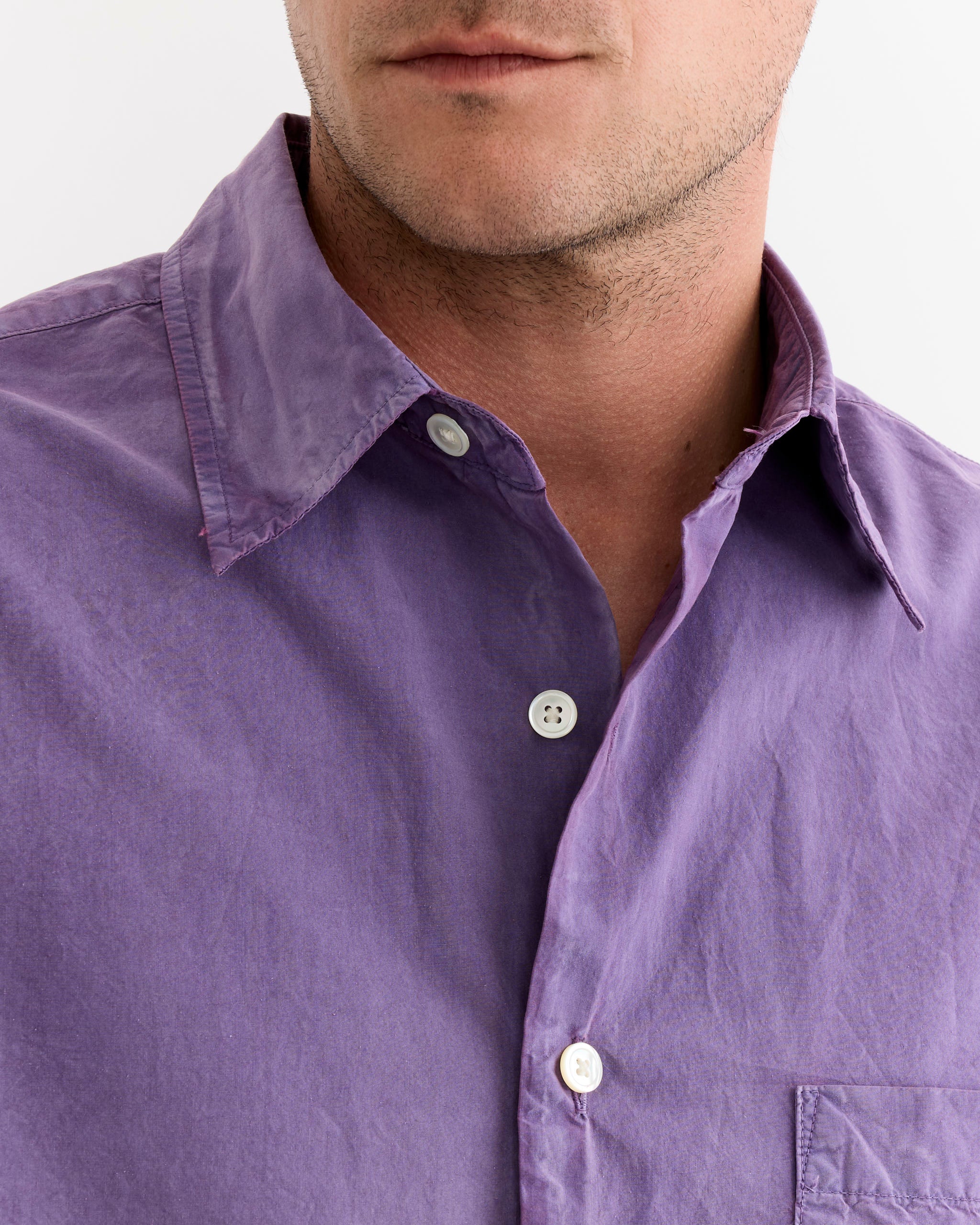 Routine Shirt in Cotton Silk Washed Purple - Image 3