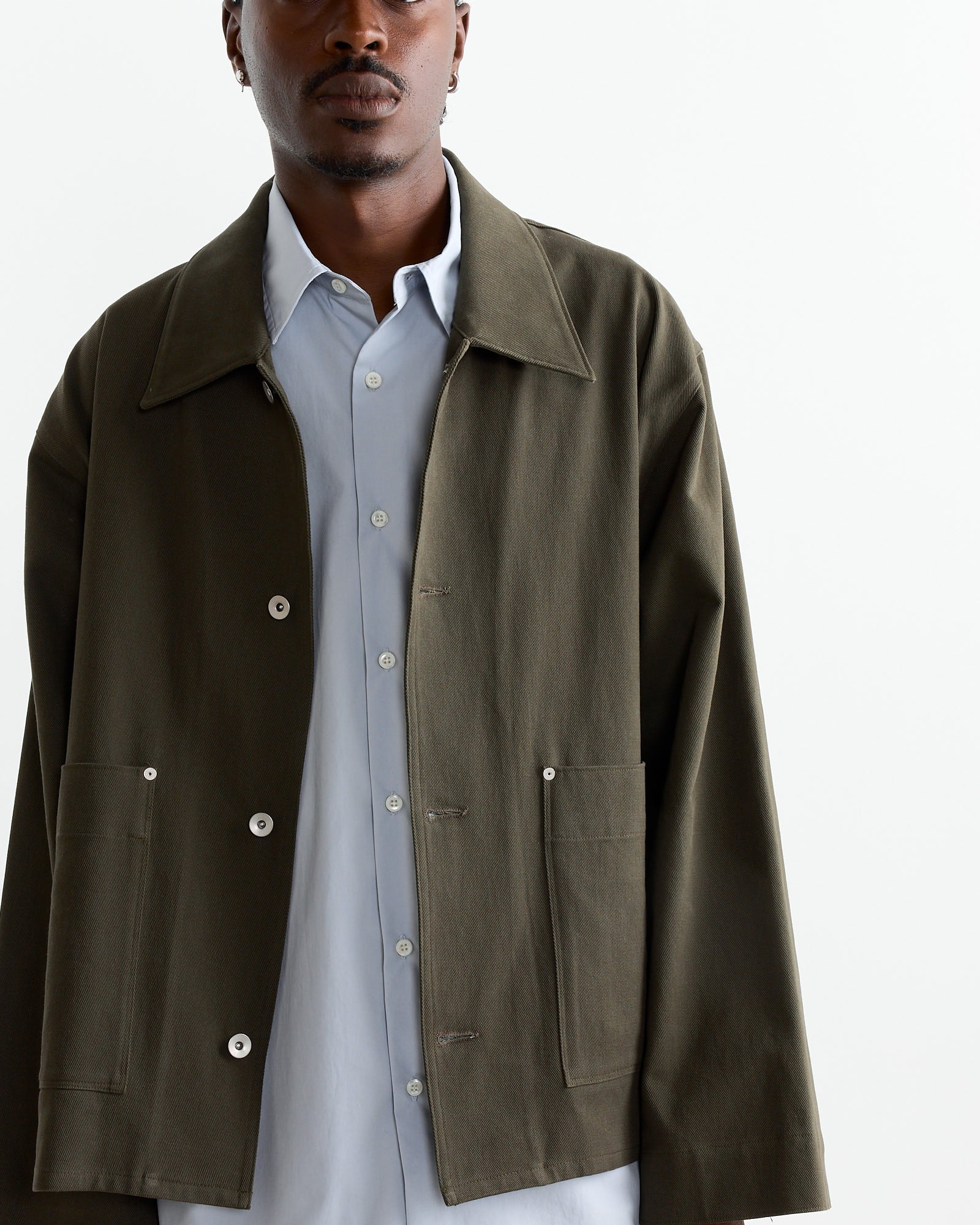 Totem Jacket in 11oz Overdyed Twill Olive - Image 3