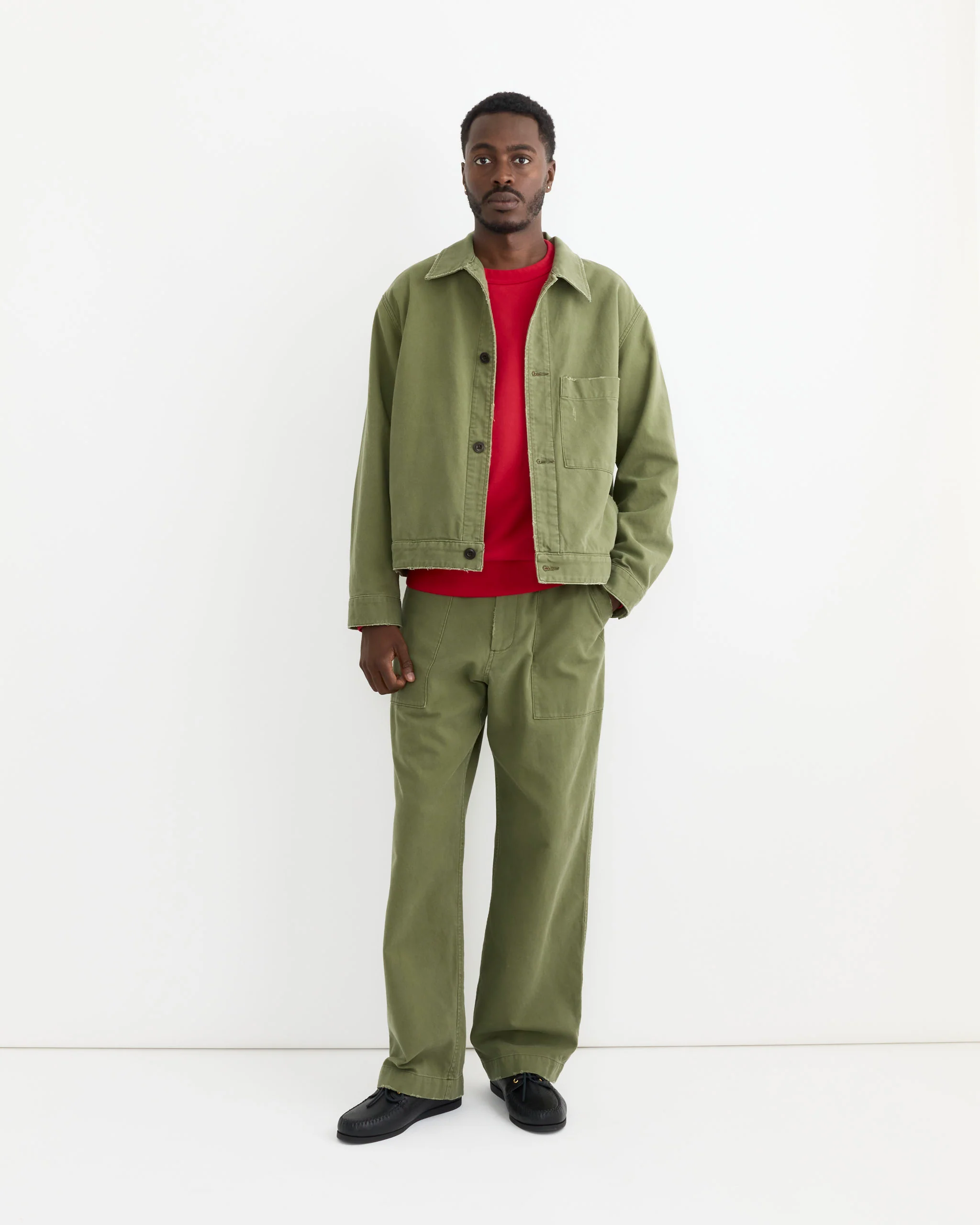 Toyon Pant in French Cotton Twill Olive - Image 2