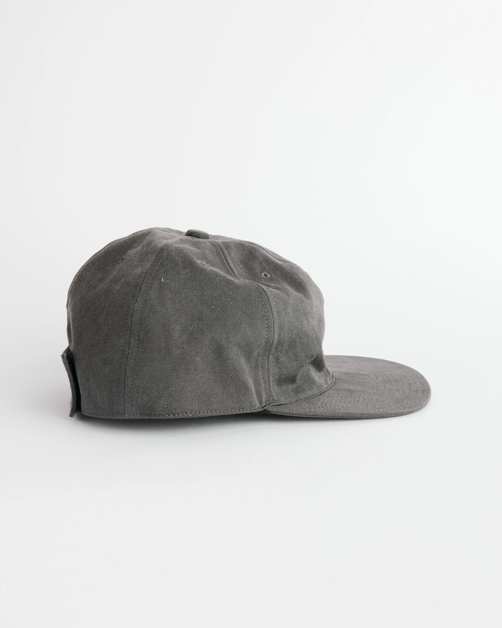 Velcro Back Cap in Washed Pigment Dyed Cotton Grey - Image 3