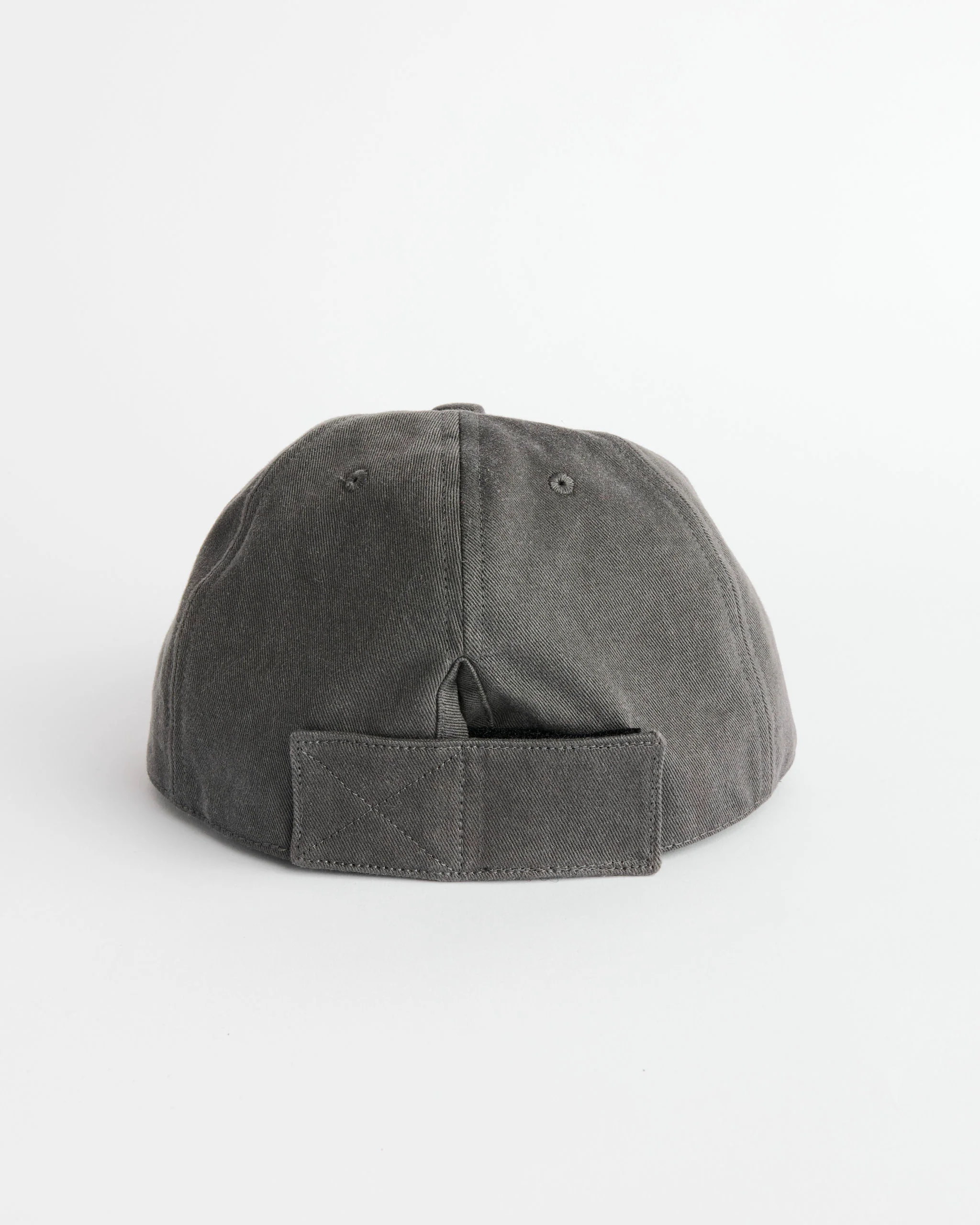 Velcro Back Cap in Washed Pigment Dyed Cotton Grey - Image 4