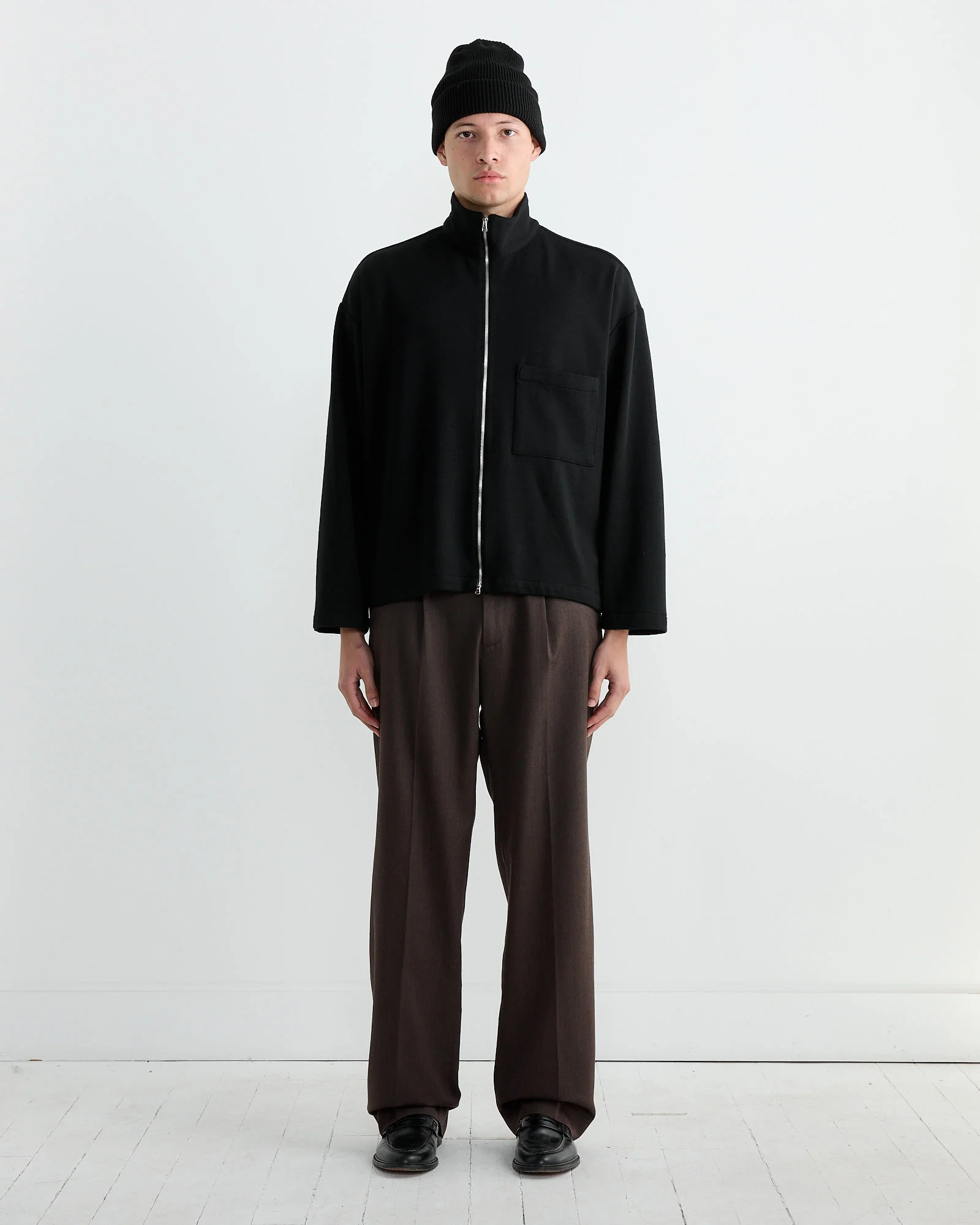 West Coast Pant in Wool Gabardine Brown Mélange - Image 2