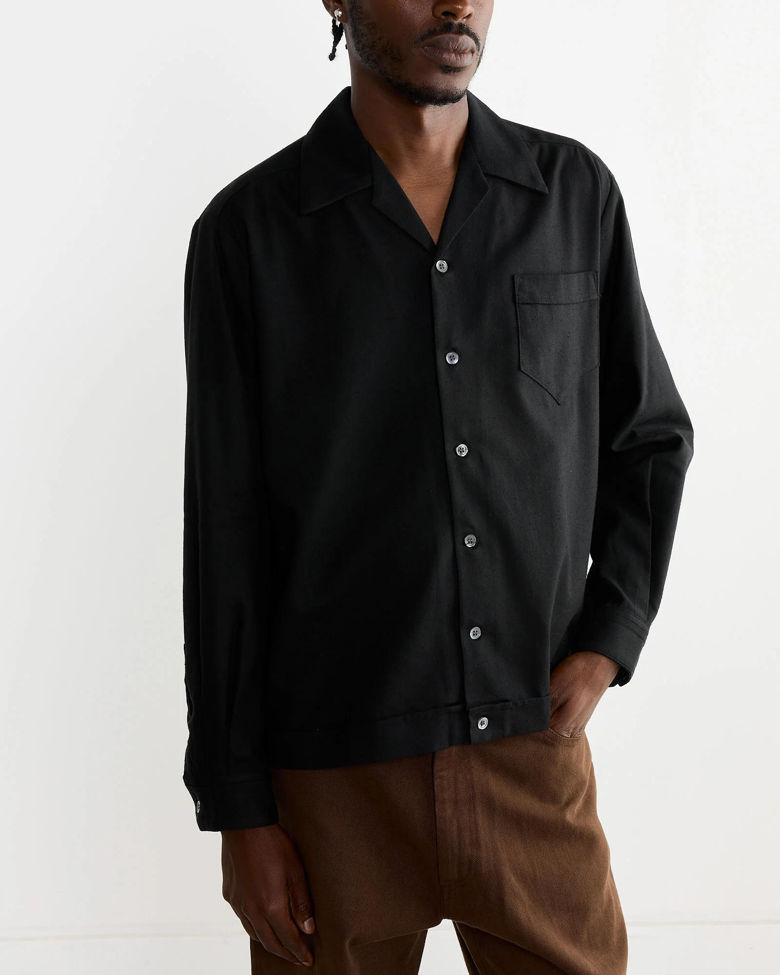 Zach Shirt in Cotton Silk Nep Black - Image 3