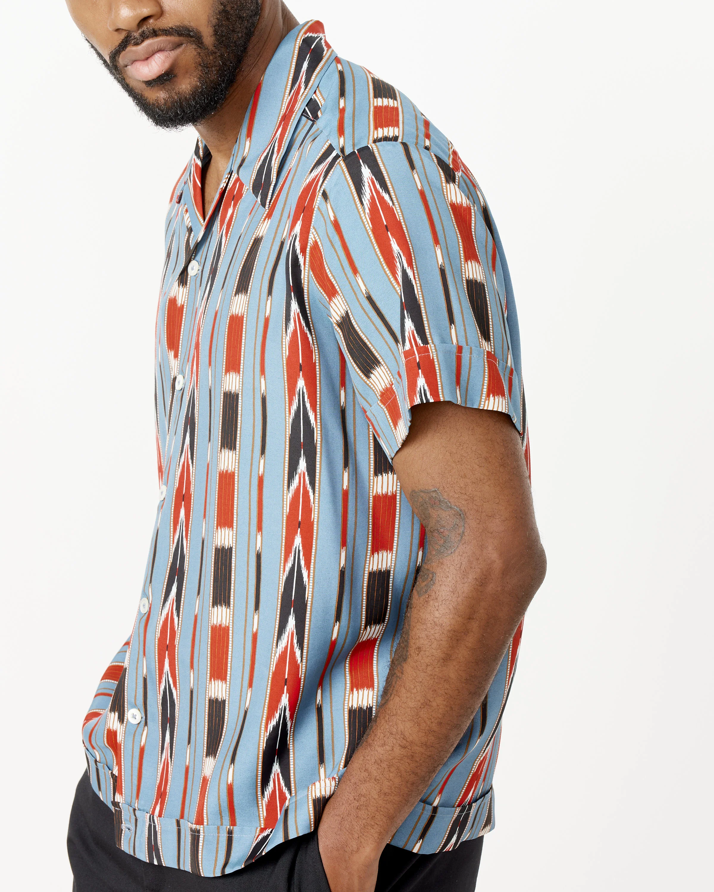 Rayon Beaded Stripe Zach Short Sleeve Shirt - Image 10