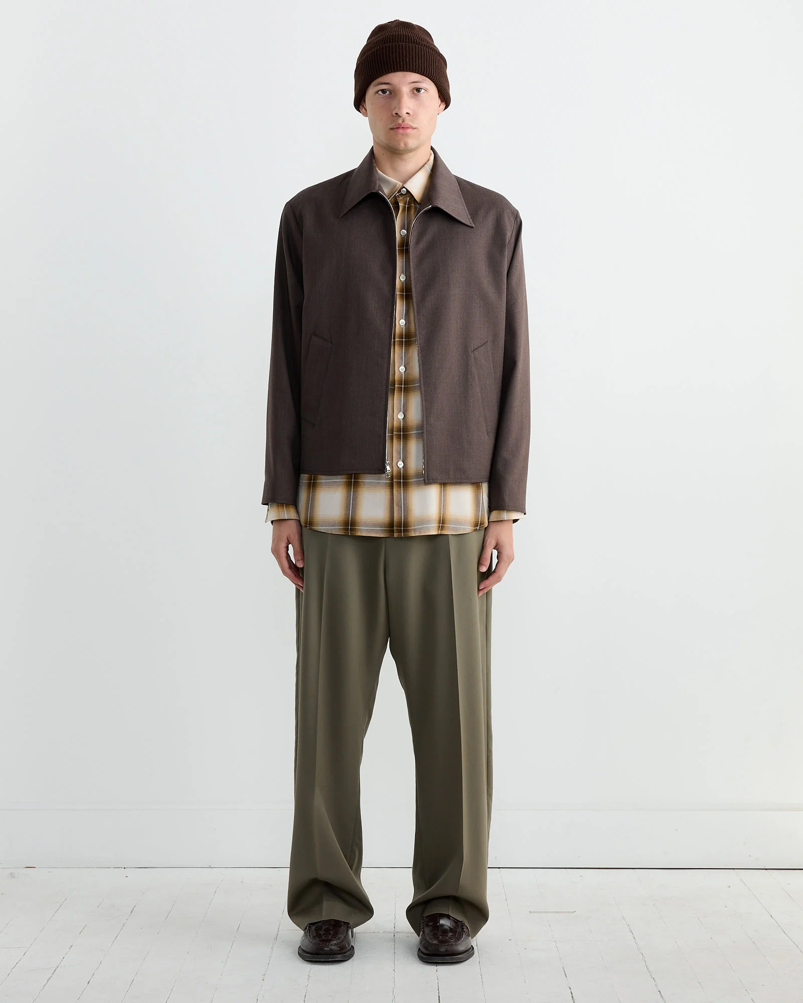 Zip Jacket Wool Gabardine in Brown Mélange - Image 2