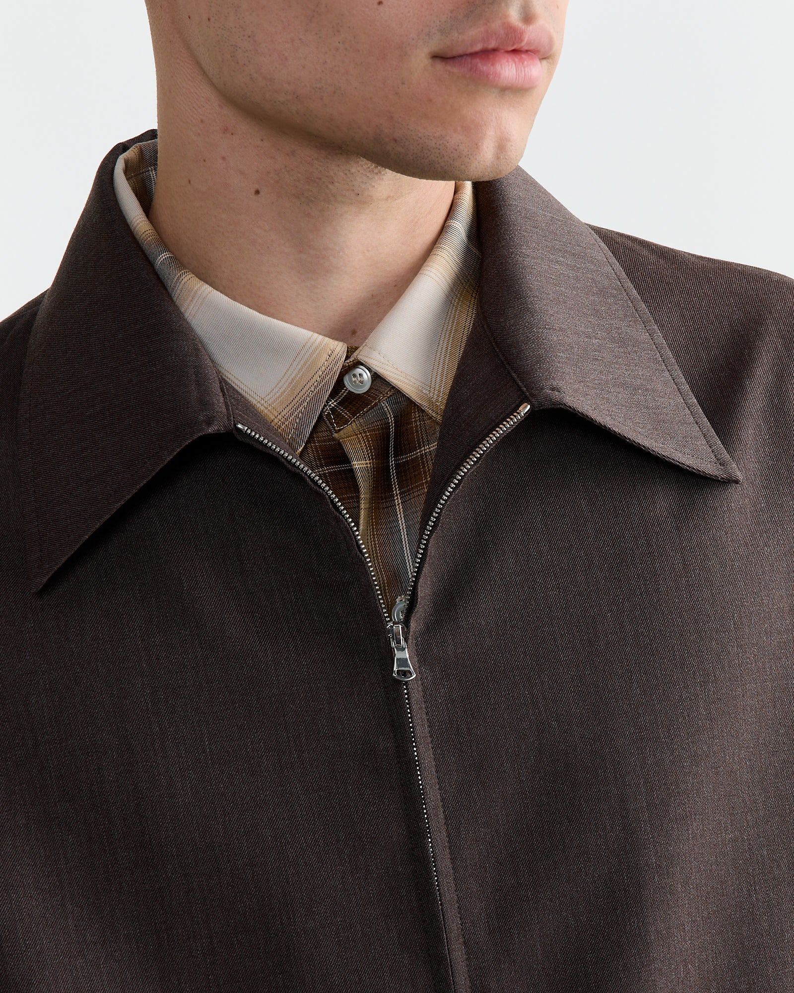 Zip Jacket Wool Gabardine in Brown Mélange - Image 5