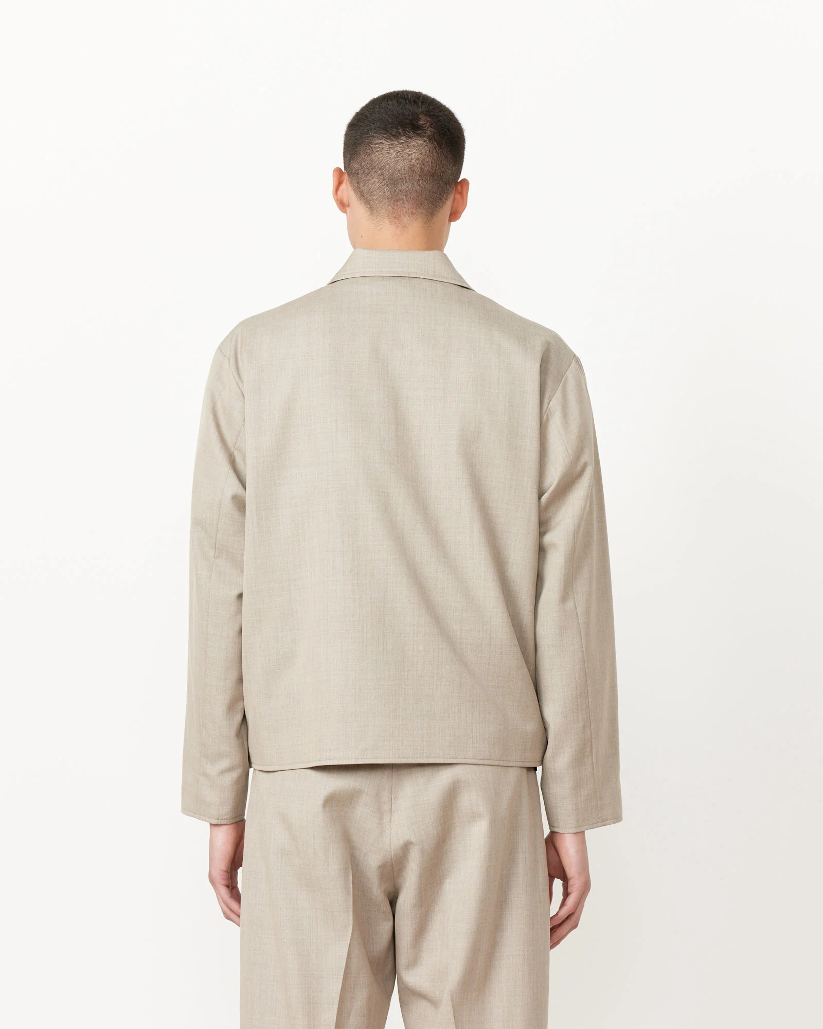 Zip Jacket Wool Gabardine in Greige - Image 5