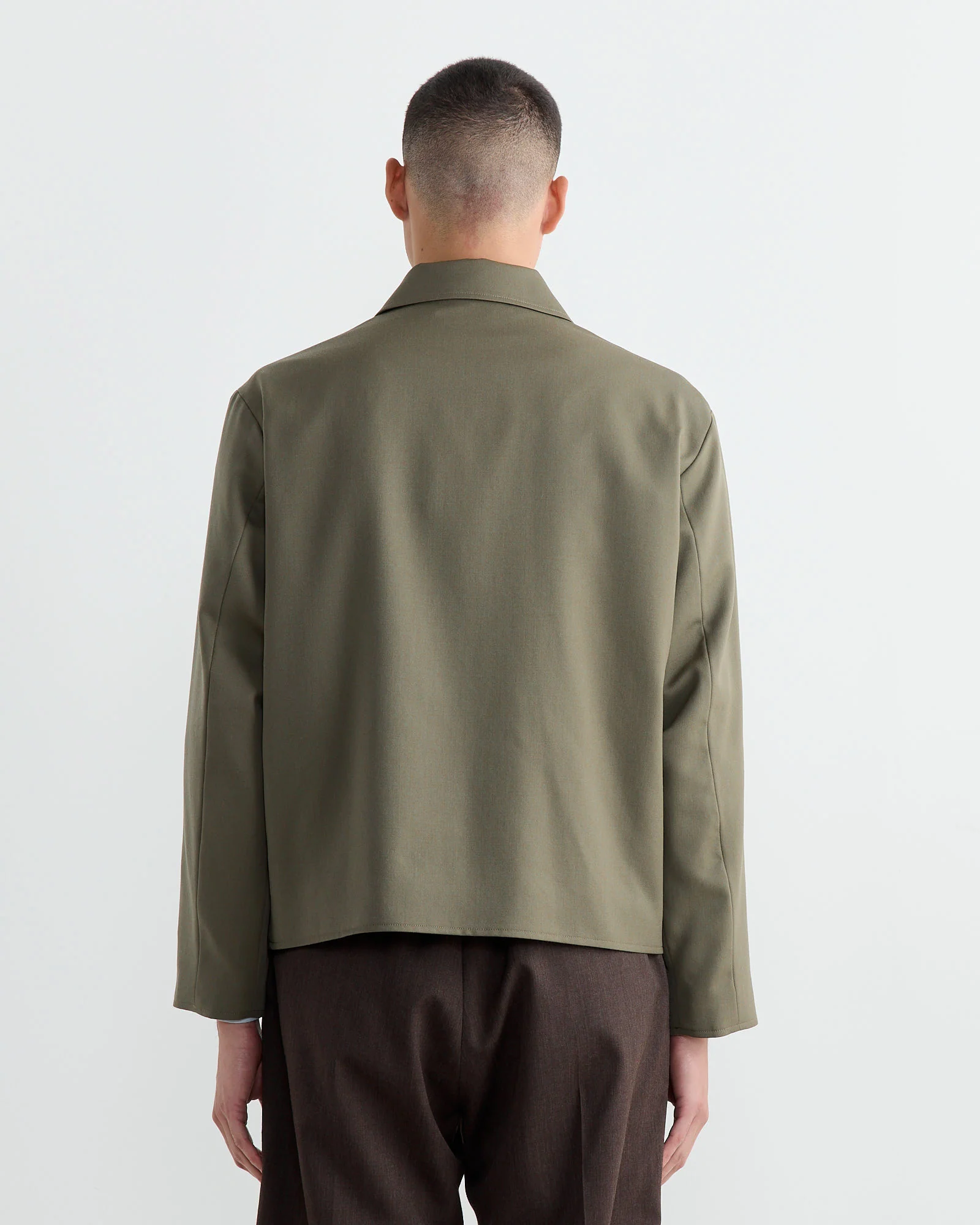 Zip Jacket Wool Gabardine in Sage - Image 5