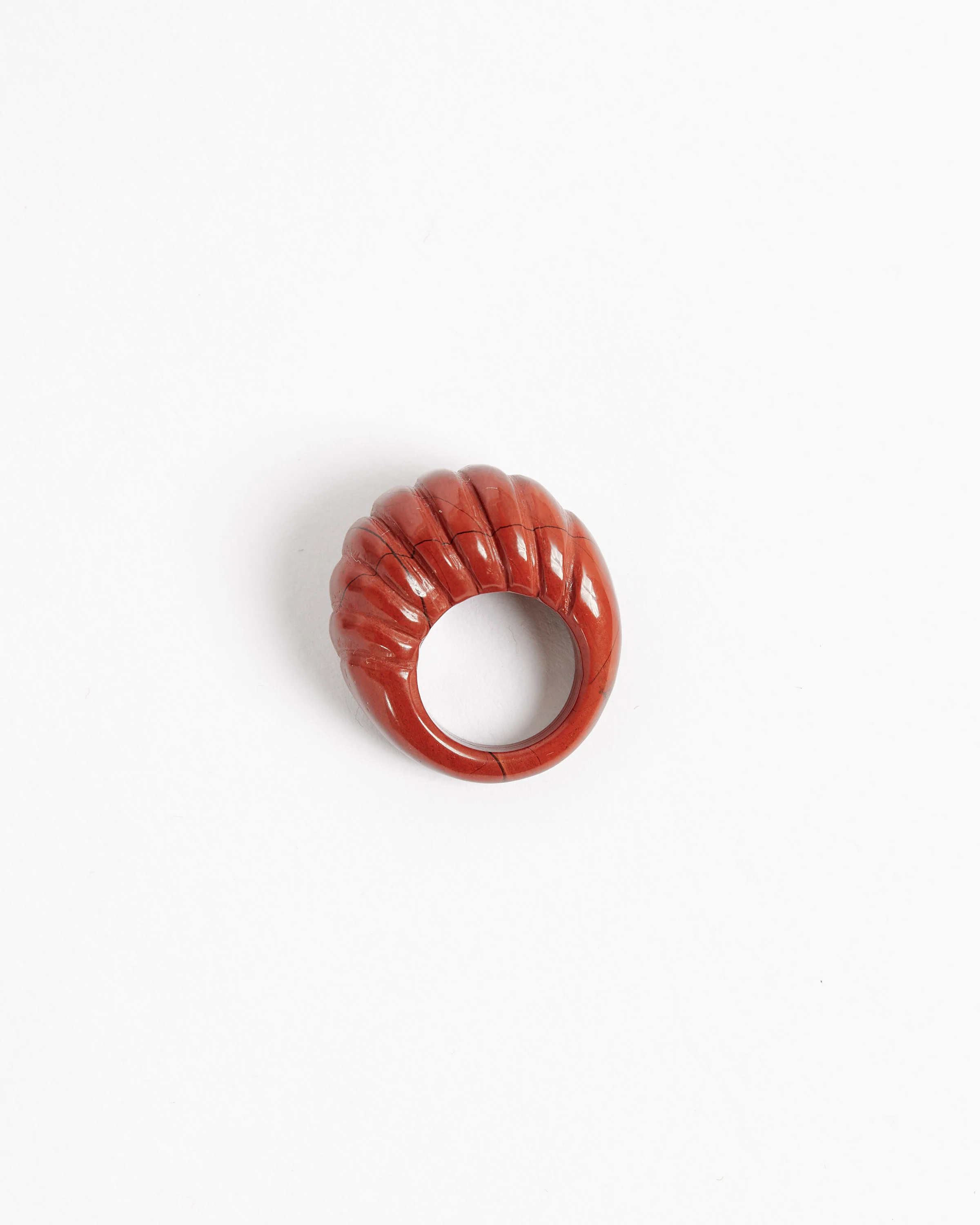 Large Shell Ring in Red Jasper - Image 3