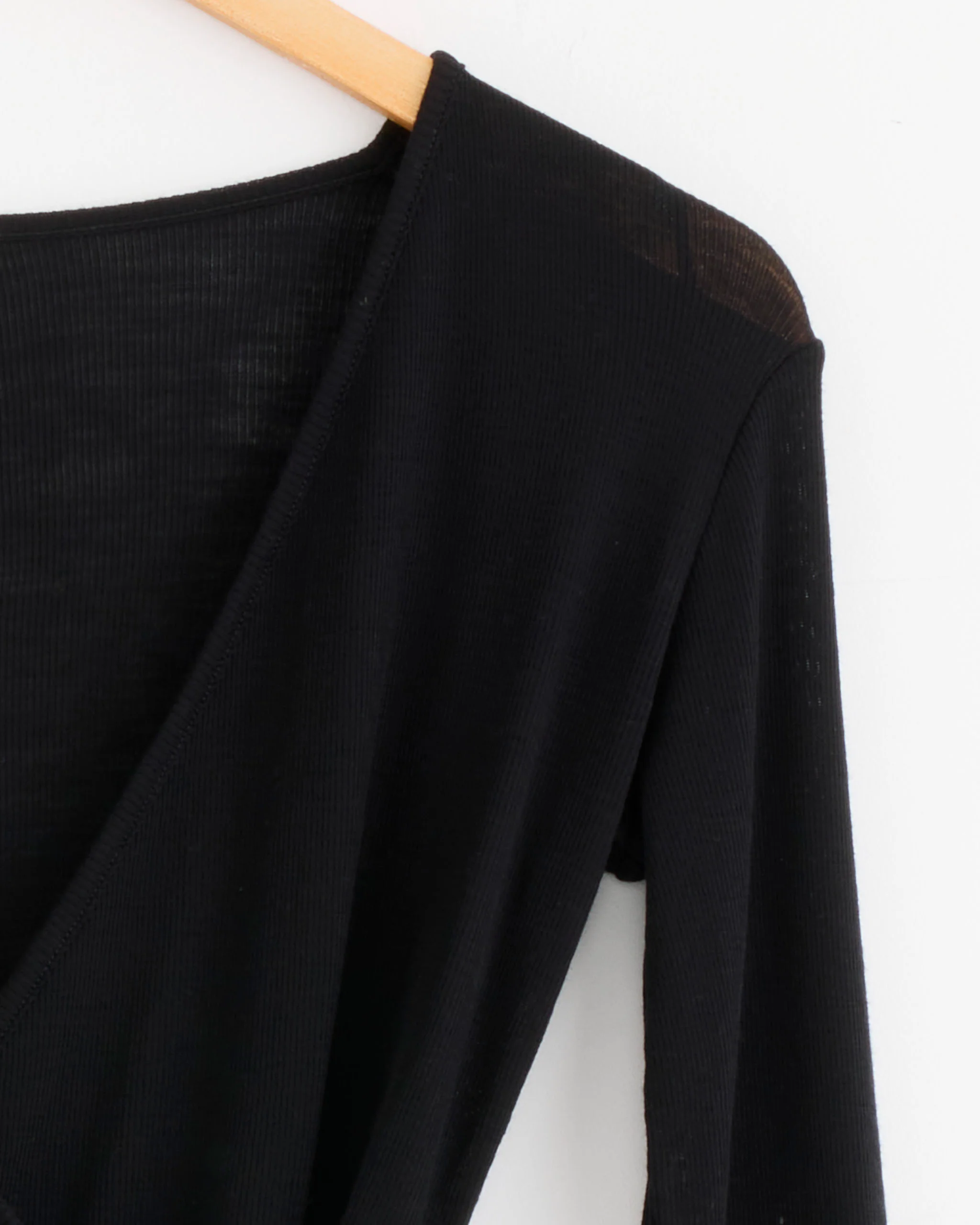 Baby Wool Wrap Top in Black - Image 3