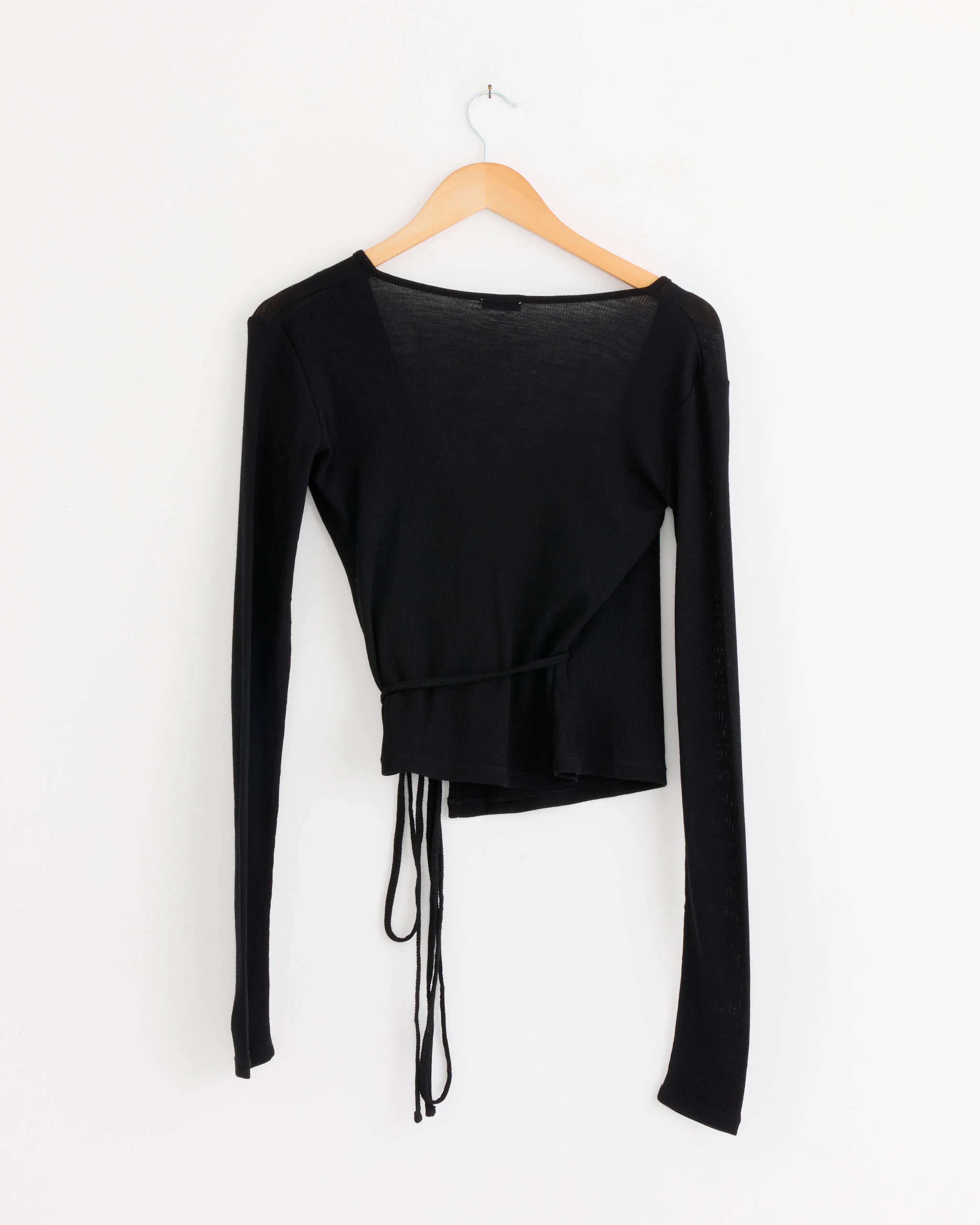 Baby Wool Wrap Top in Black - Image 4