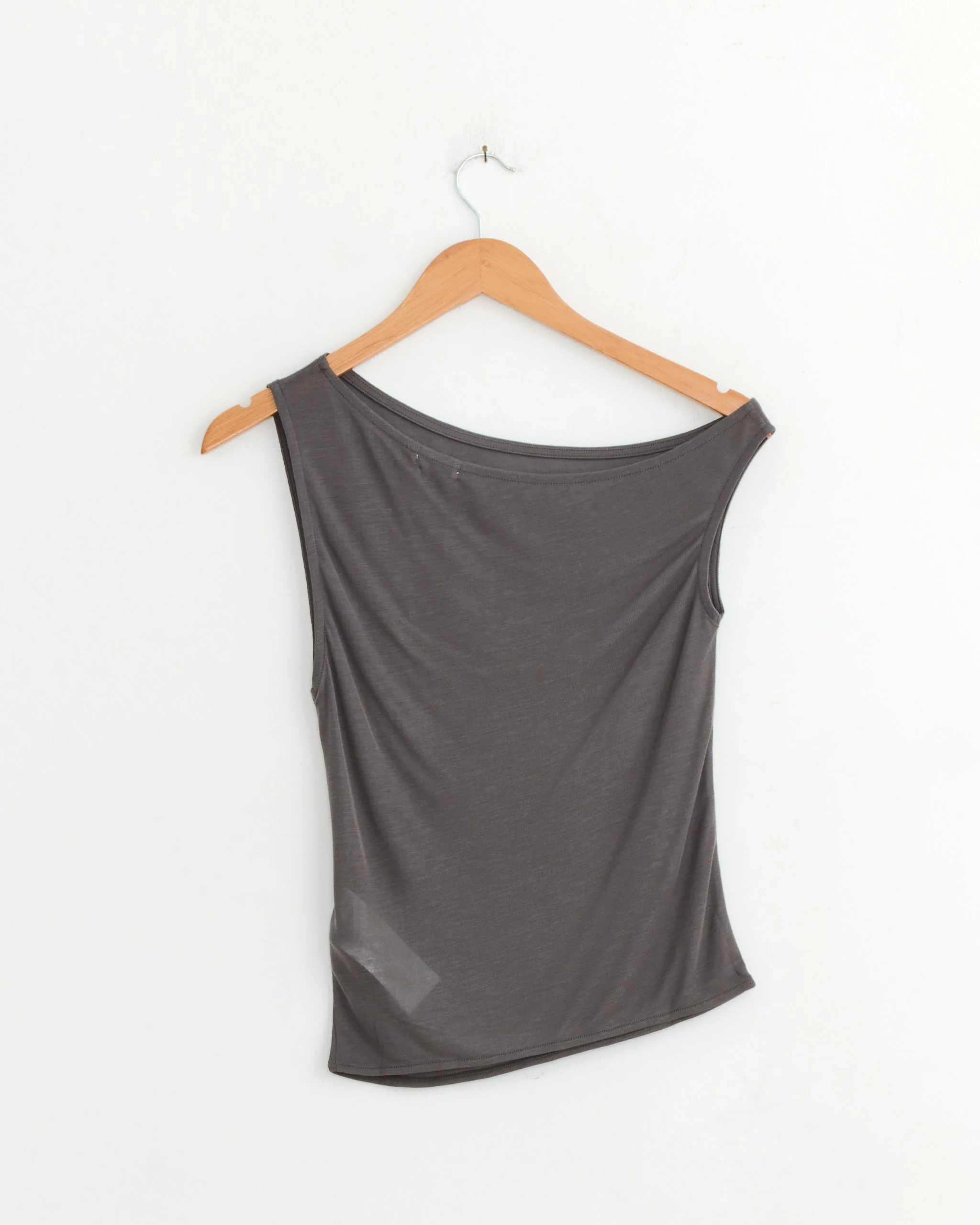 Fine Jersey Asymmetrical Top in Soot - Image 2