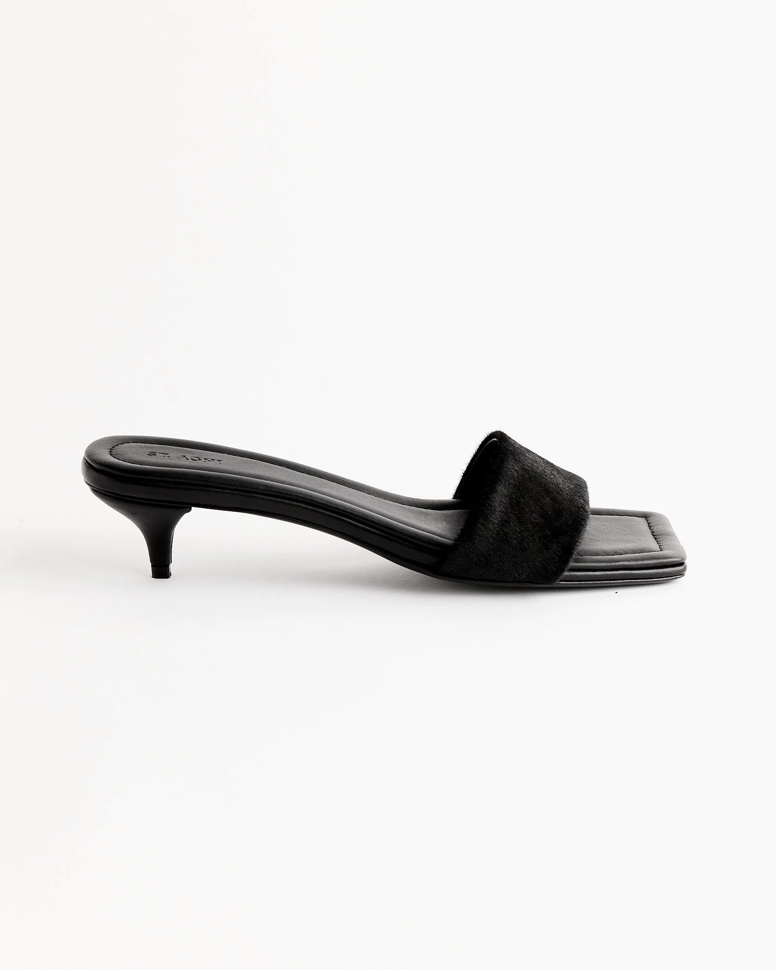 Pony Hair Minimal Heel in Black