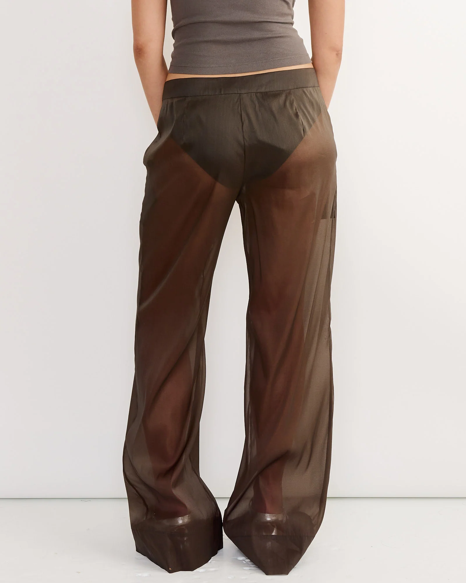 Tailored Transparent Pant in Black Olive - Image 2
