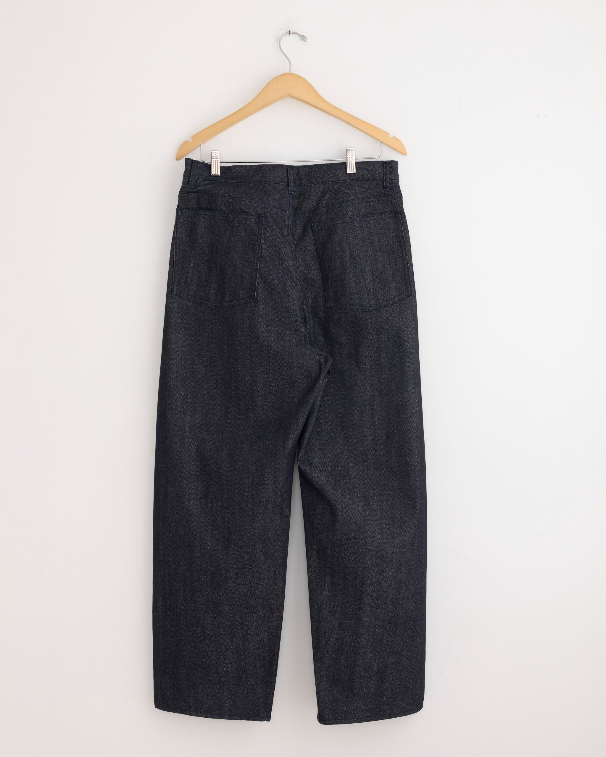Deep Tuck Wide Denim Pant in Navy - Image 2